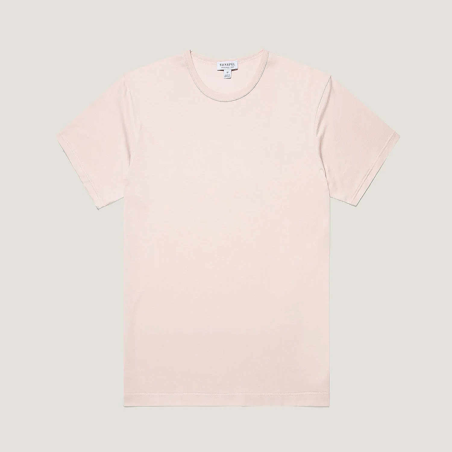 Flat View of Sunspel Luxury Signature T Shirt in Pink
