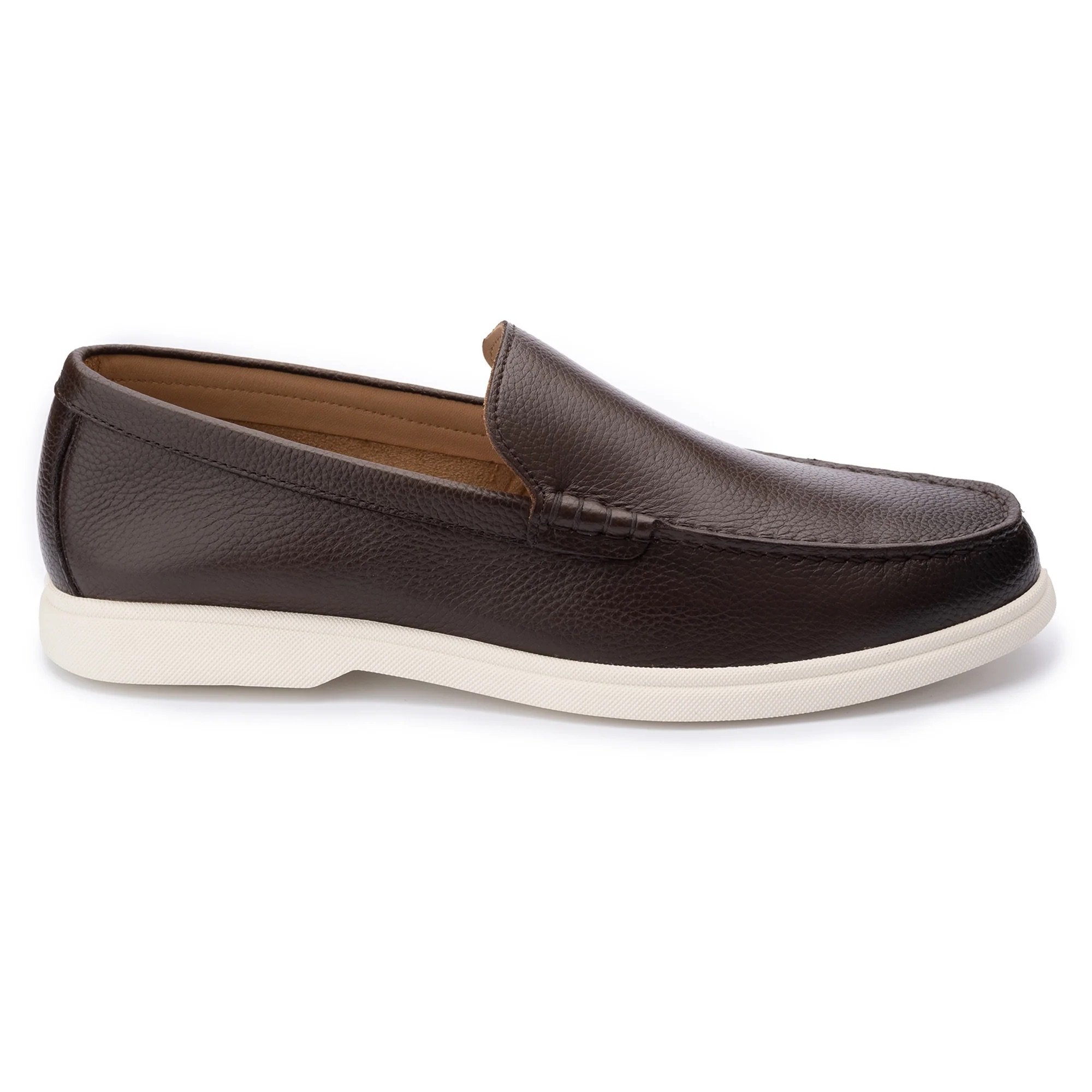 Side view of John White Ethan Loafer Shoe in Brown
