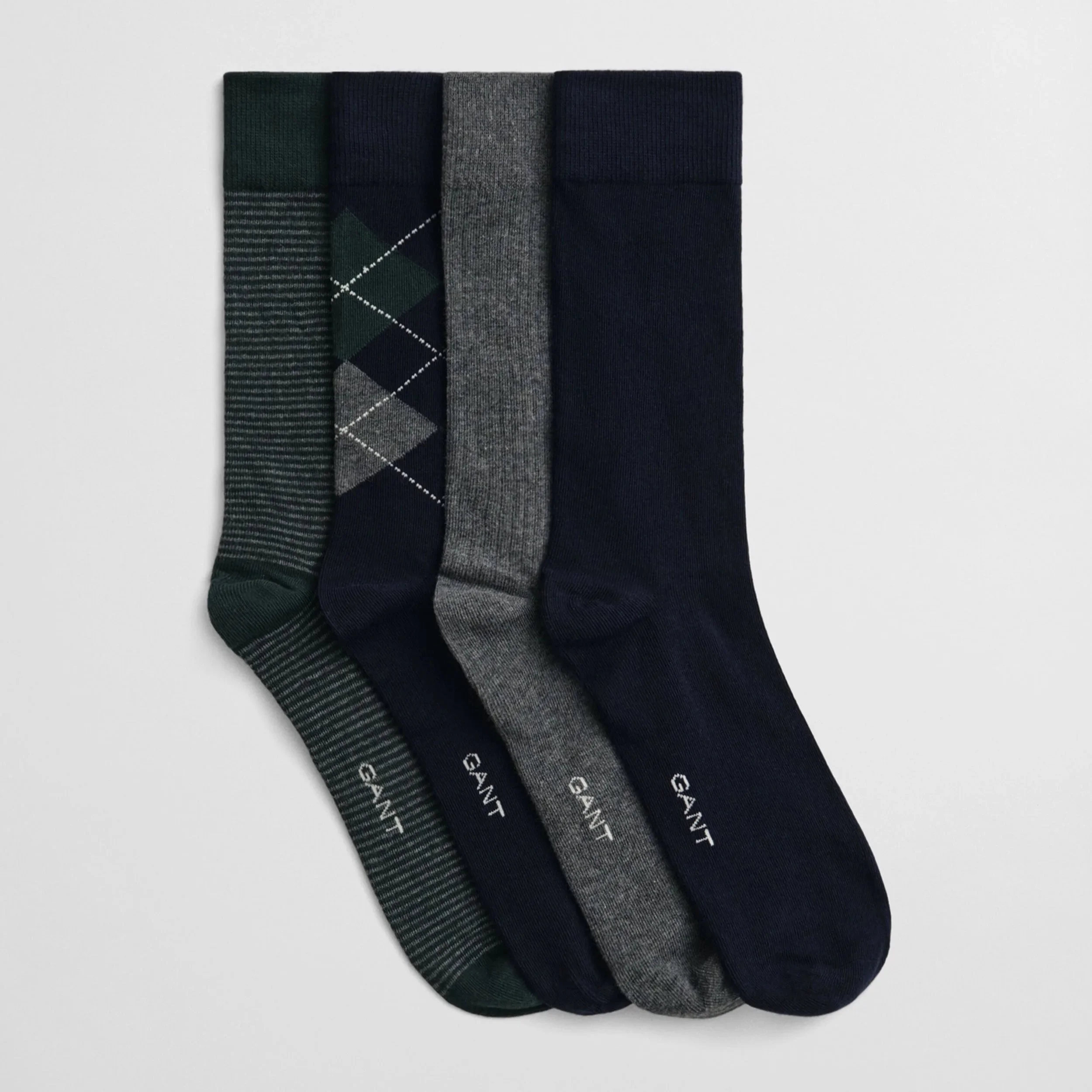 Unboxed View of GANT 4 Pack Socks Gift Set in Green and Grey