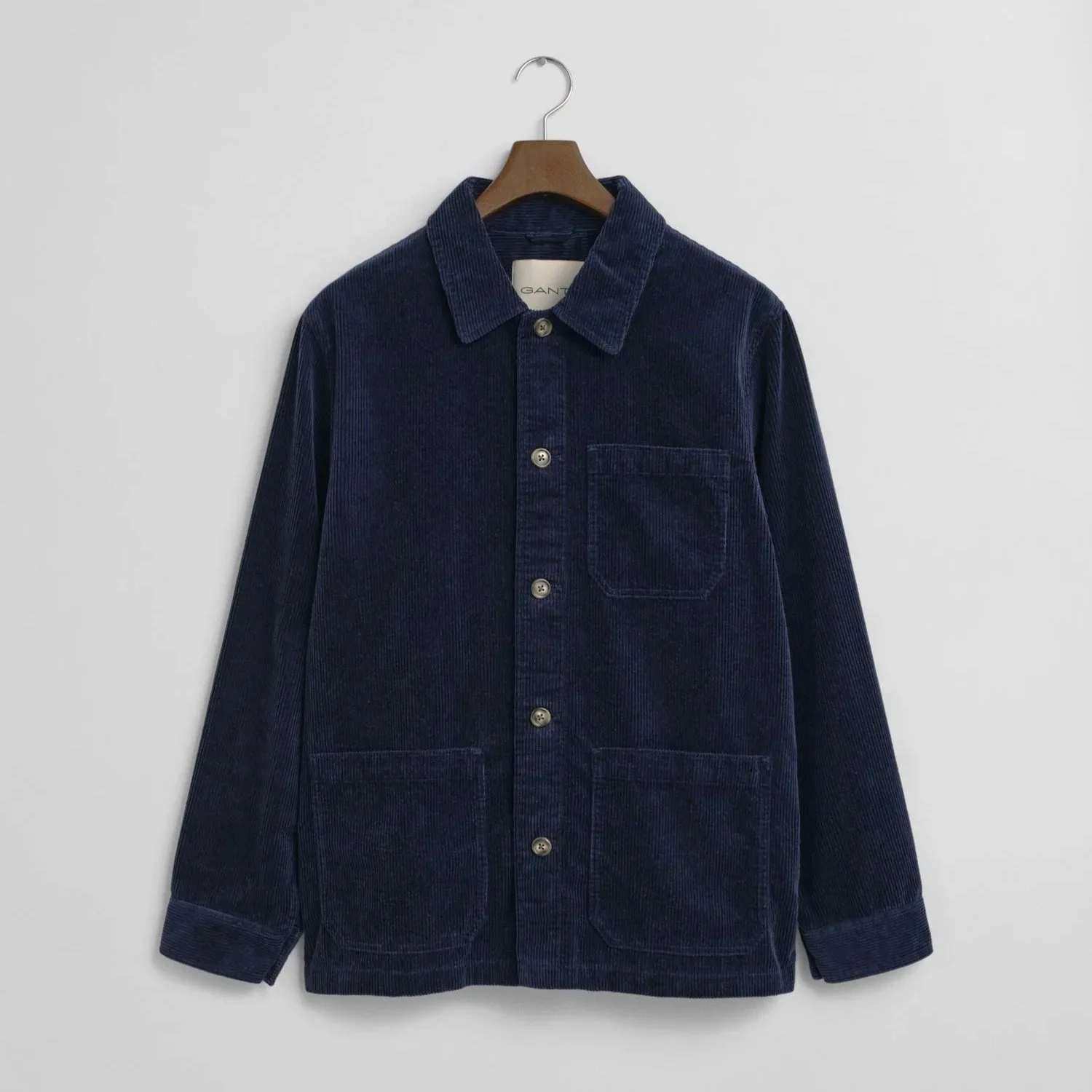 Flat View of GANT Corduroy Overshirt in Navy