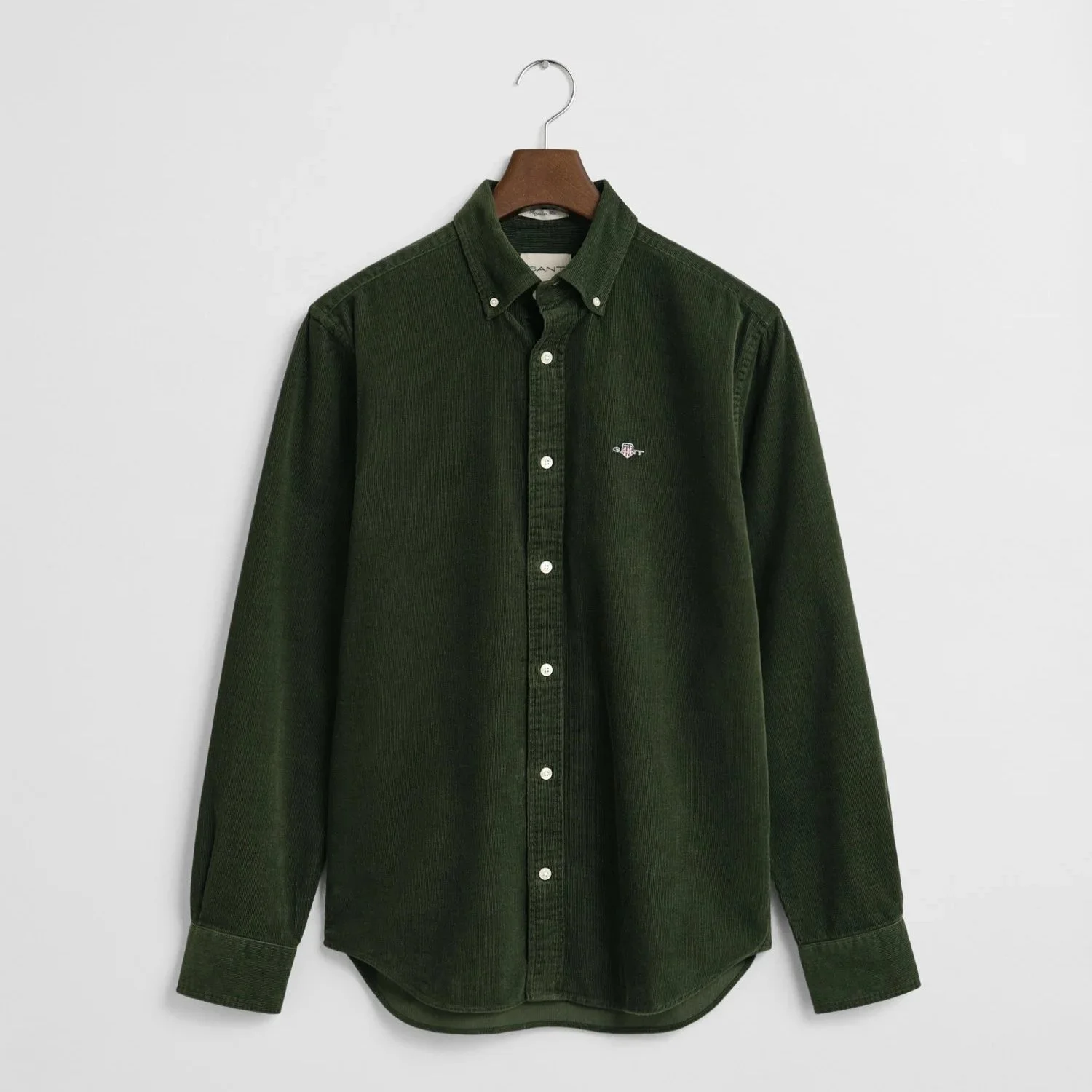 Flat View of GANT Corduroy Shirt in Green