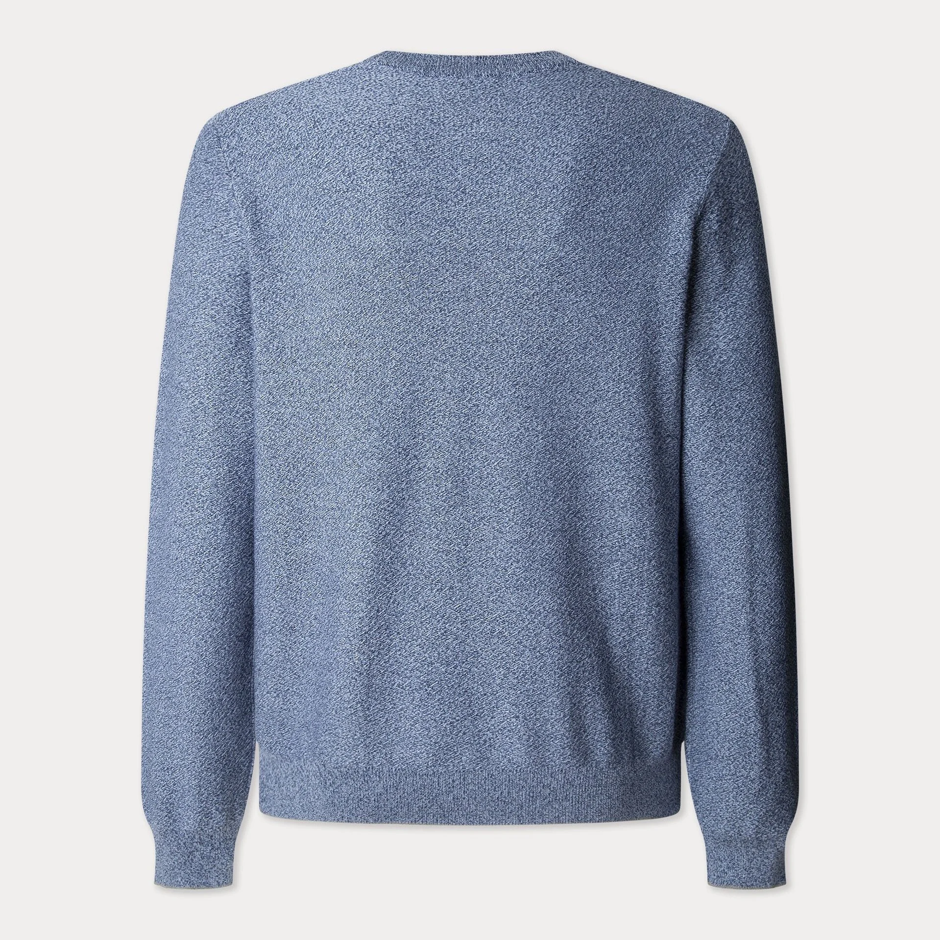 Back View off Hackett Texture Lightweight Crew Jumper in Blue