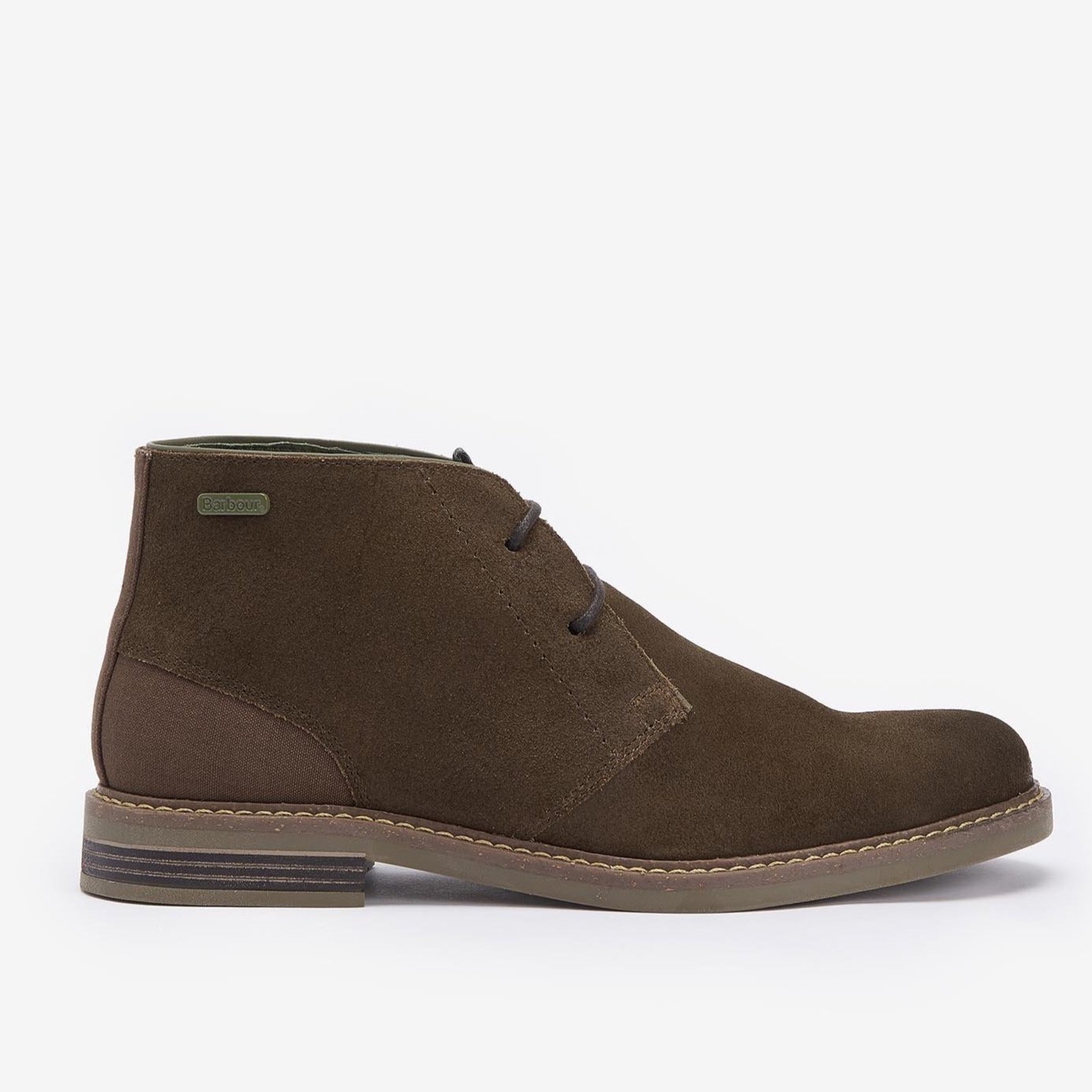 Side View of Barbour Readhead Chukka Boot in Khaki