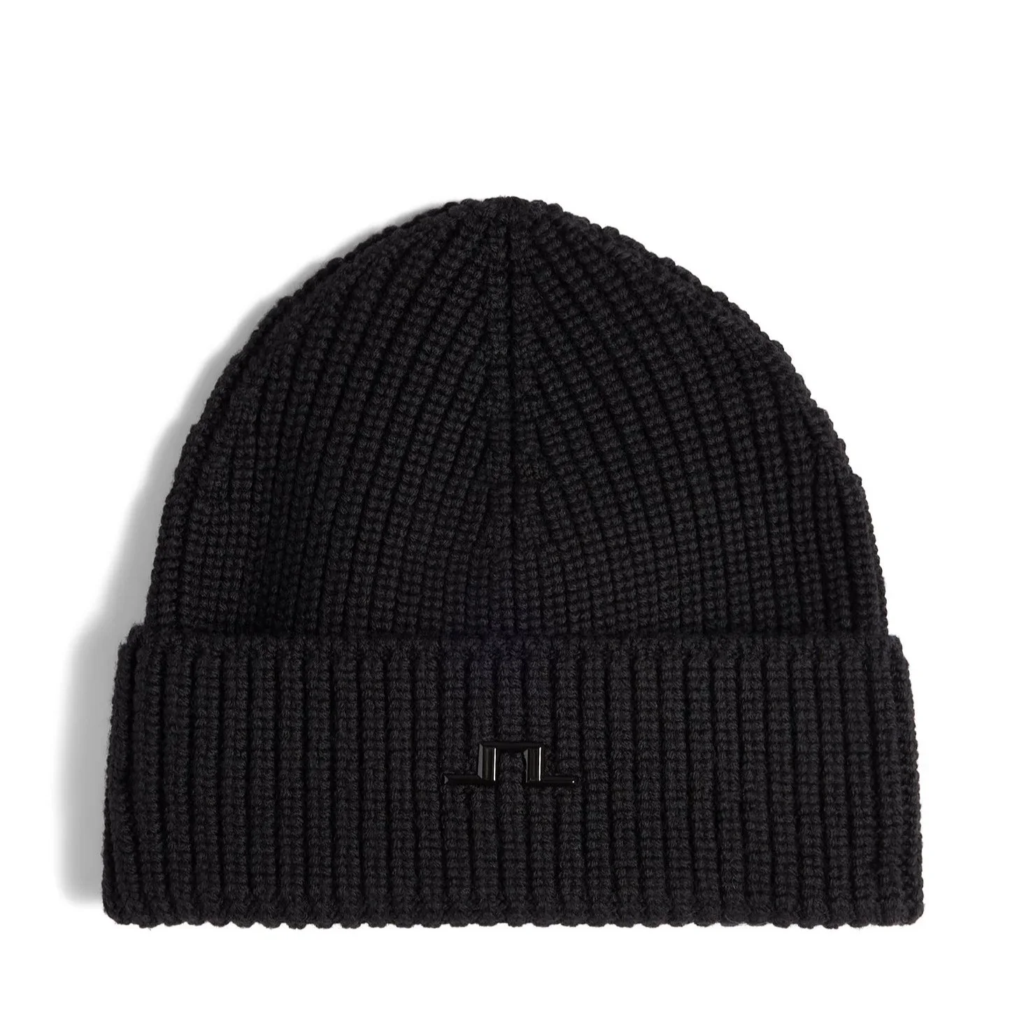 Flat View of J Lindeberg Merino Wool Beanie in Black