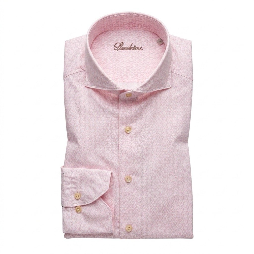 Flat View of Stenstroms Luxury Graphic Print Slim Fit Shirt in Pink