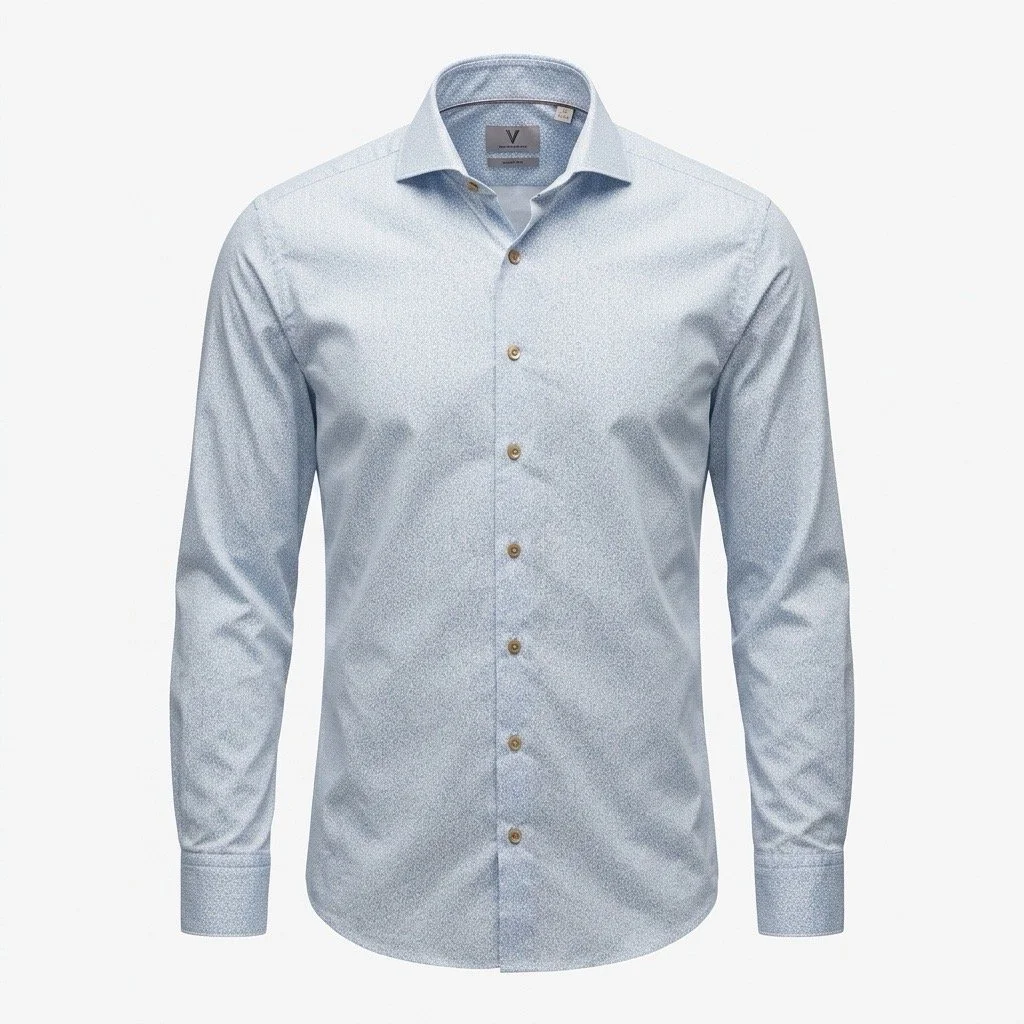 Stenstroms Luxury Graphic Print Slim-Fit Shirt - Light Blue