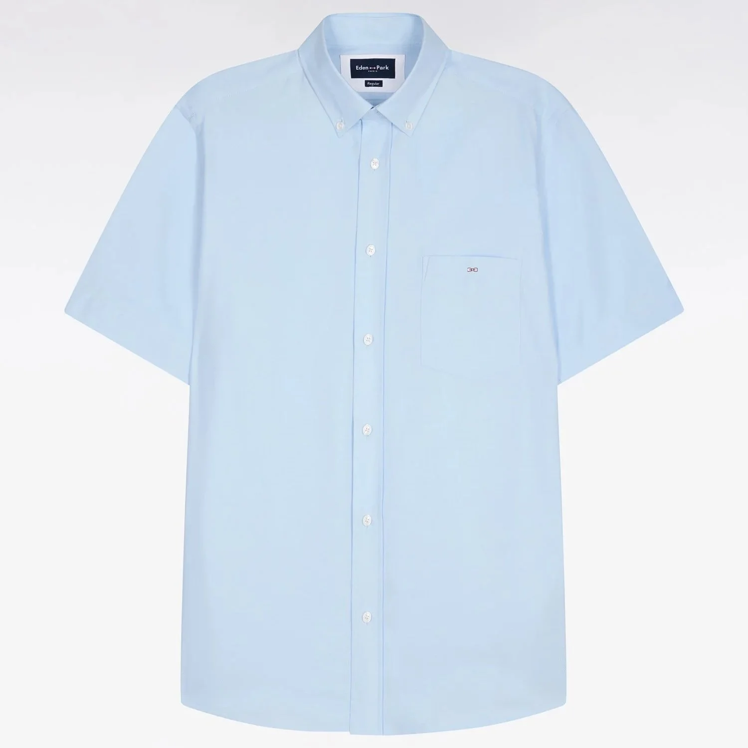 Flat View of Eden Park Texture Short Sleeve Shirt in Light Blue