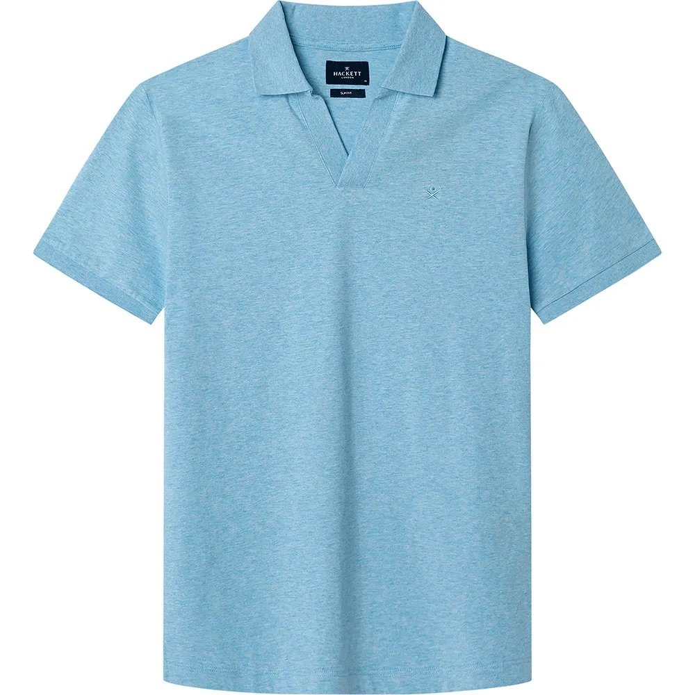Flat View of Hackett Riviera Collar Polo in Light Blue