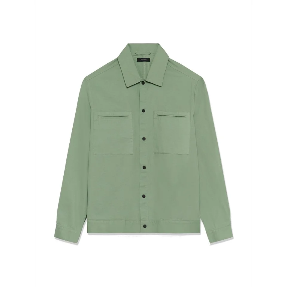 Flat View of Matinique Overshirt in Soft Green
