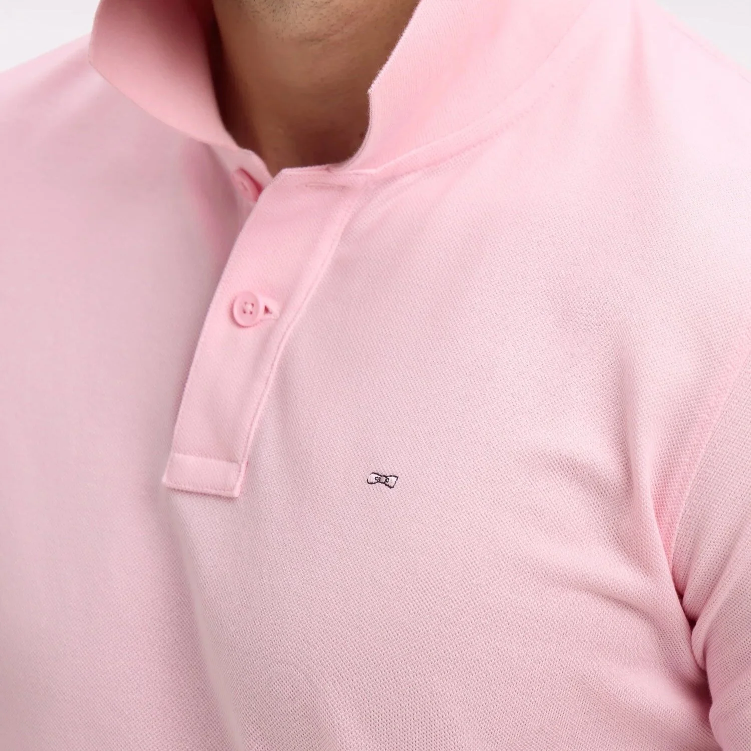 Close View of Eden Park Piqué Polo in Pink