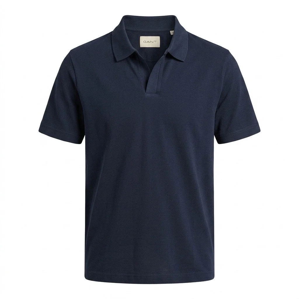 Flat View of GANT Resort Collar Pima Cotton Polo in Navy