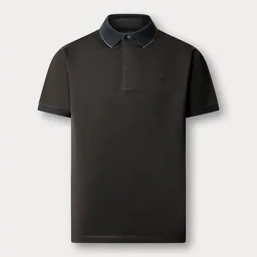 Flat View of Hackett Tipped Herringbone Polo in Hunter Green