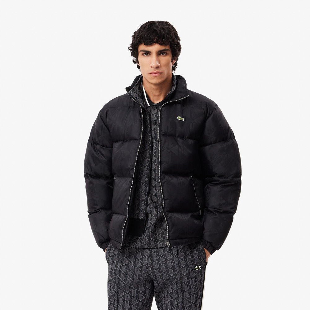 Buy Lacoste Monogram Pattern Down Jacket in Black Westdaw Menswear