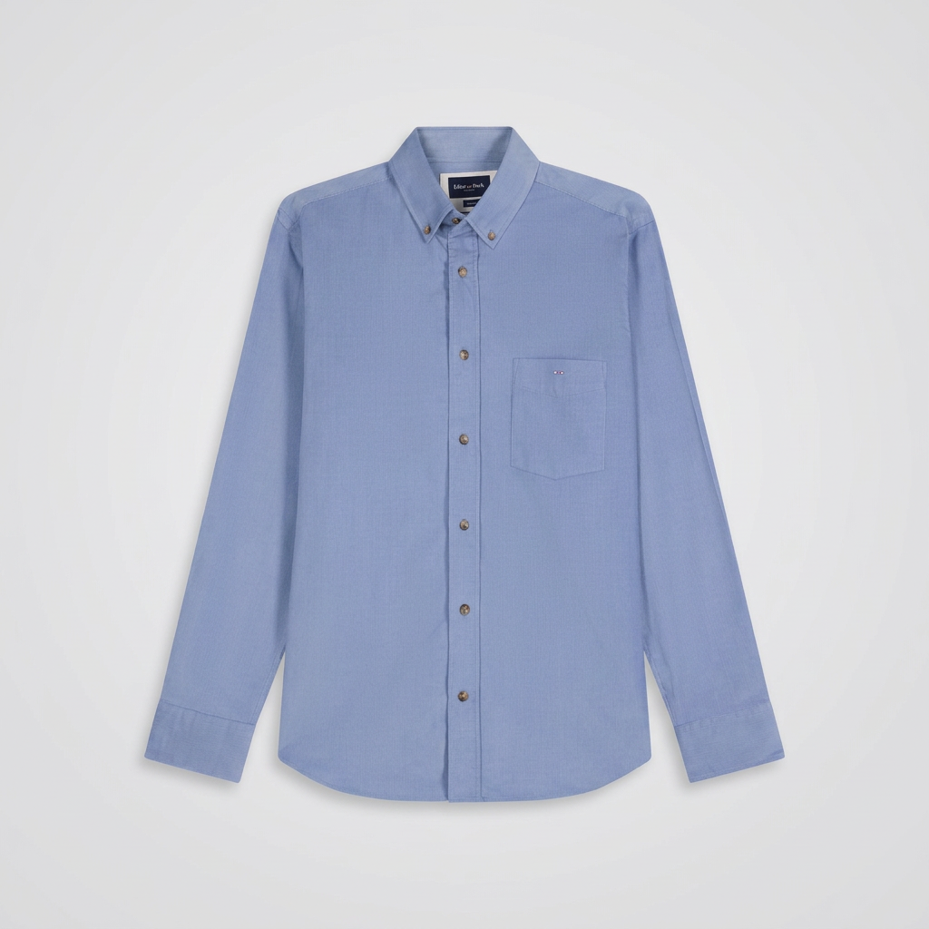 Flat View of Eden Park Needle Cord Shirt in Light Blue