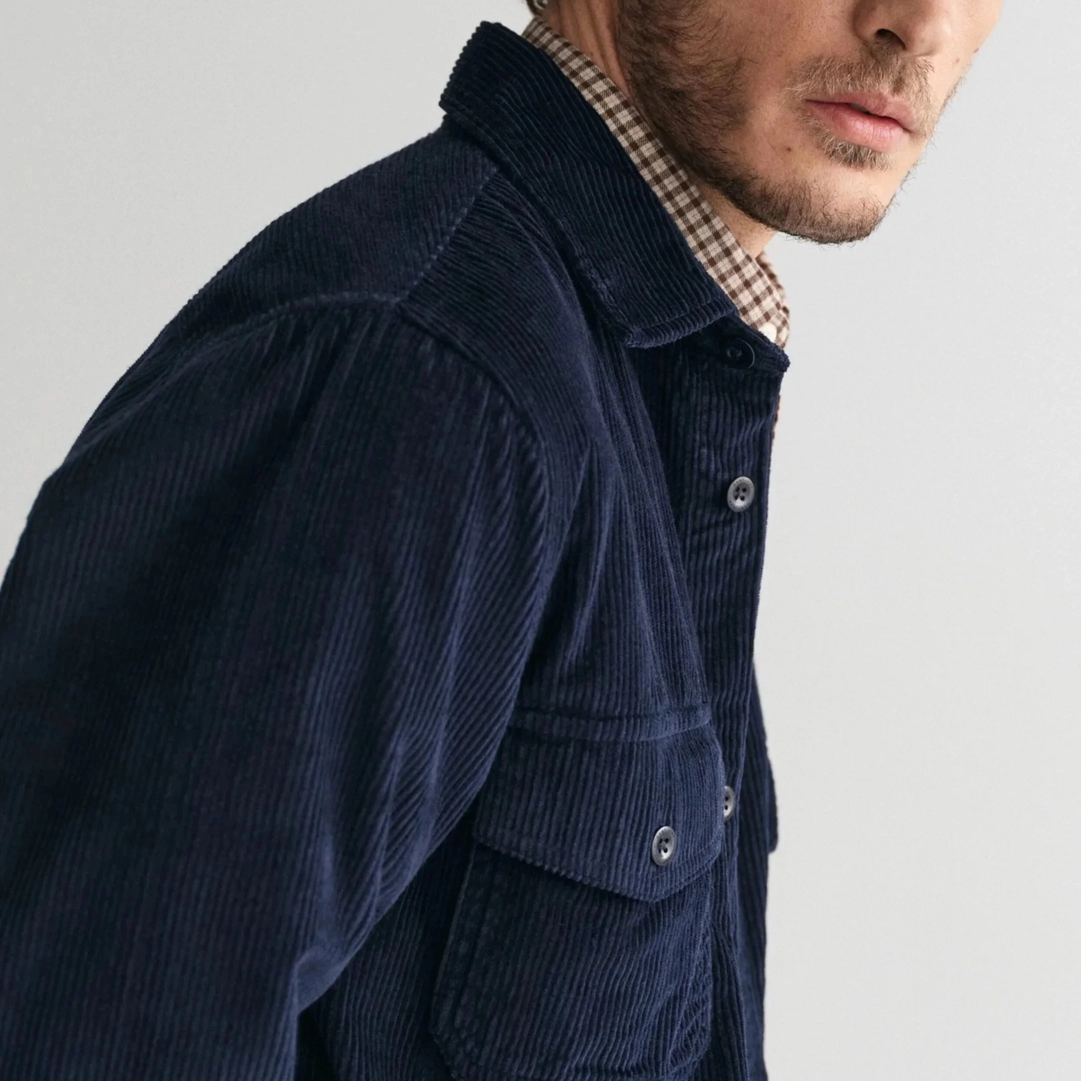 Close Model View of GANT Corduroy Overshirt in Navy