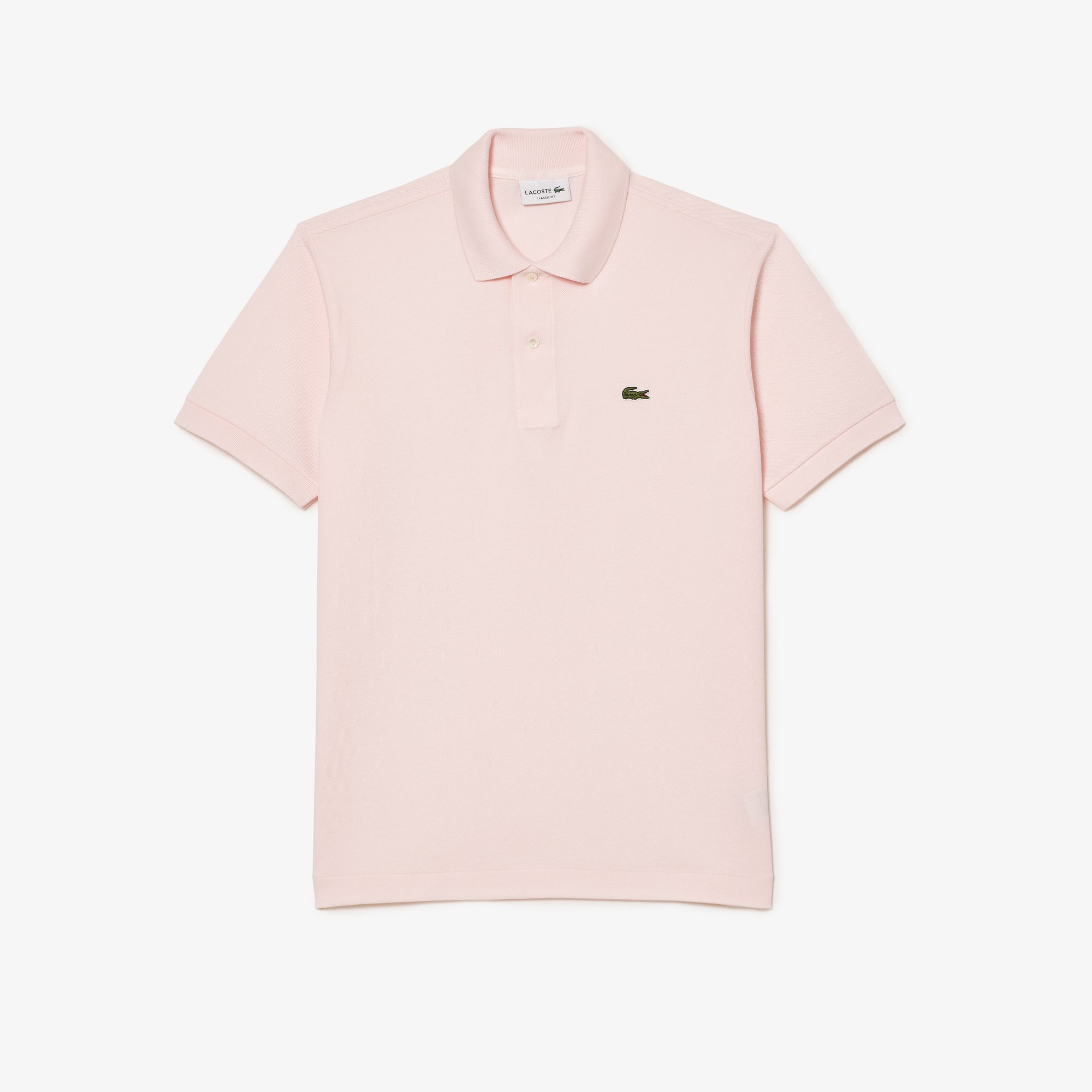Flat View of Lacoste Original Piqué Polo in Light Pink