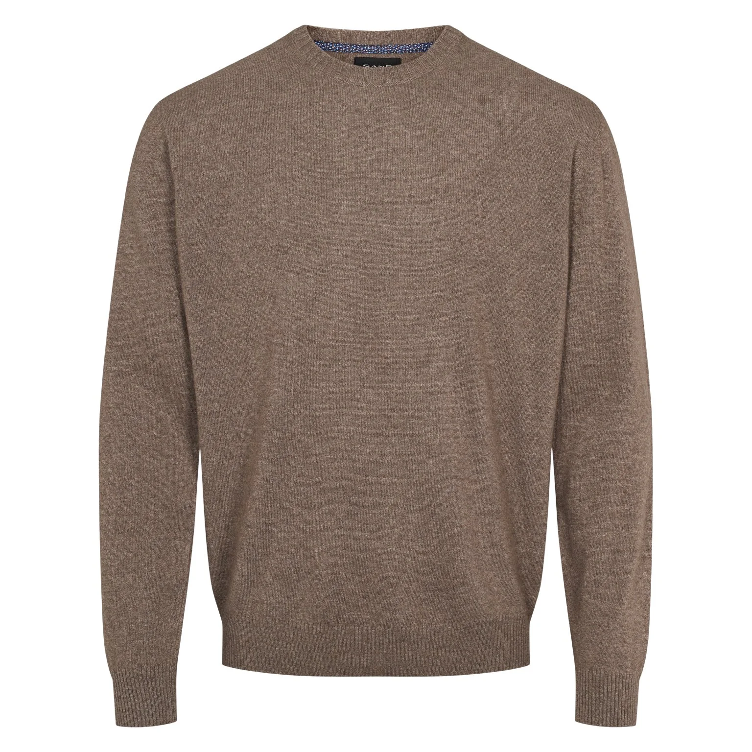 Flat View of SAND Copenhagen Super Fine Merino Jumper in Mushroom Brown