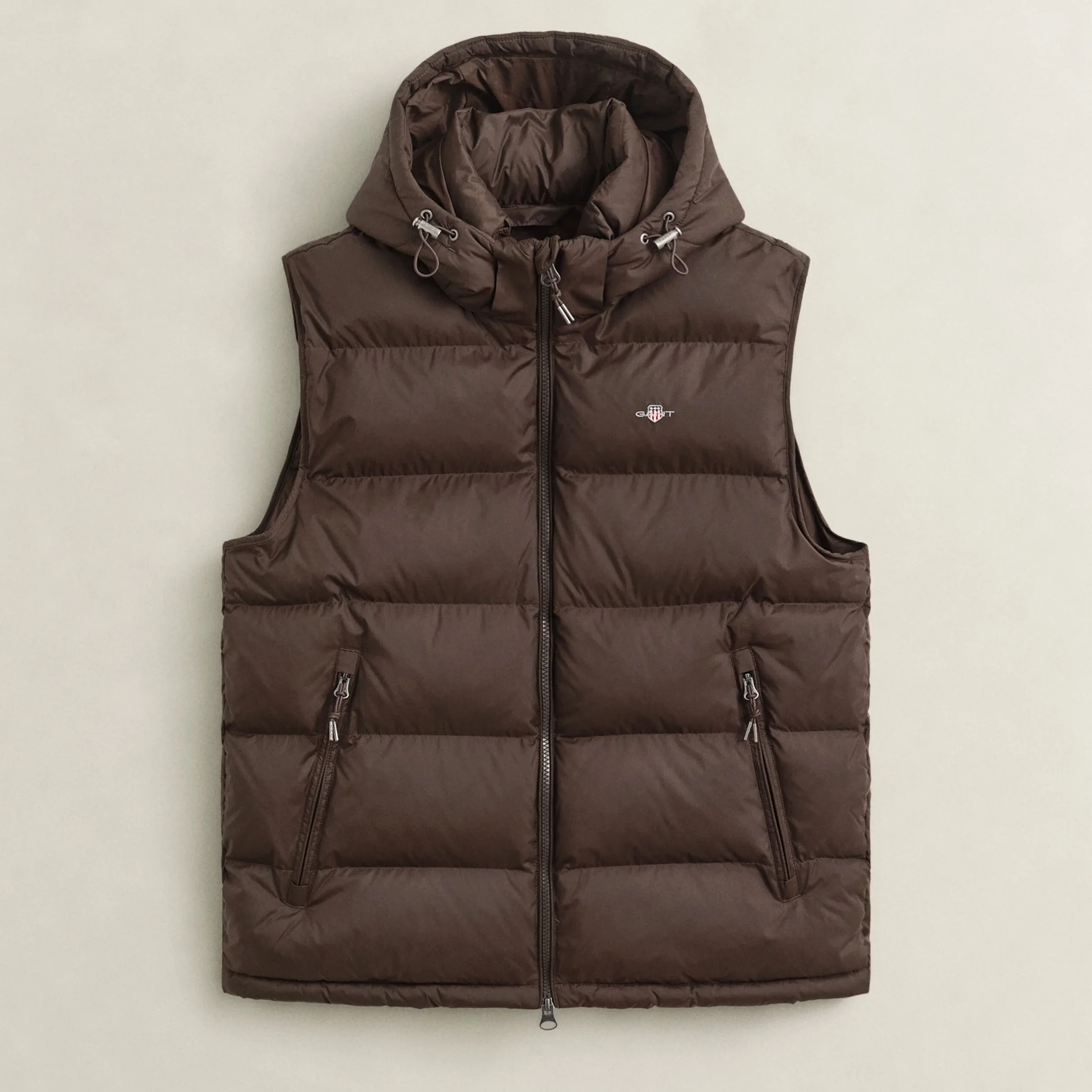 Flat View of GANT Active Cloud Gilet in Black Brown