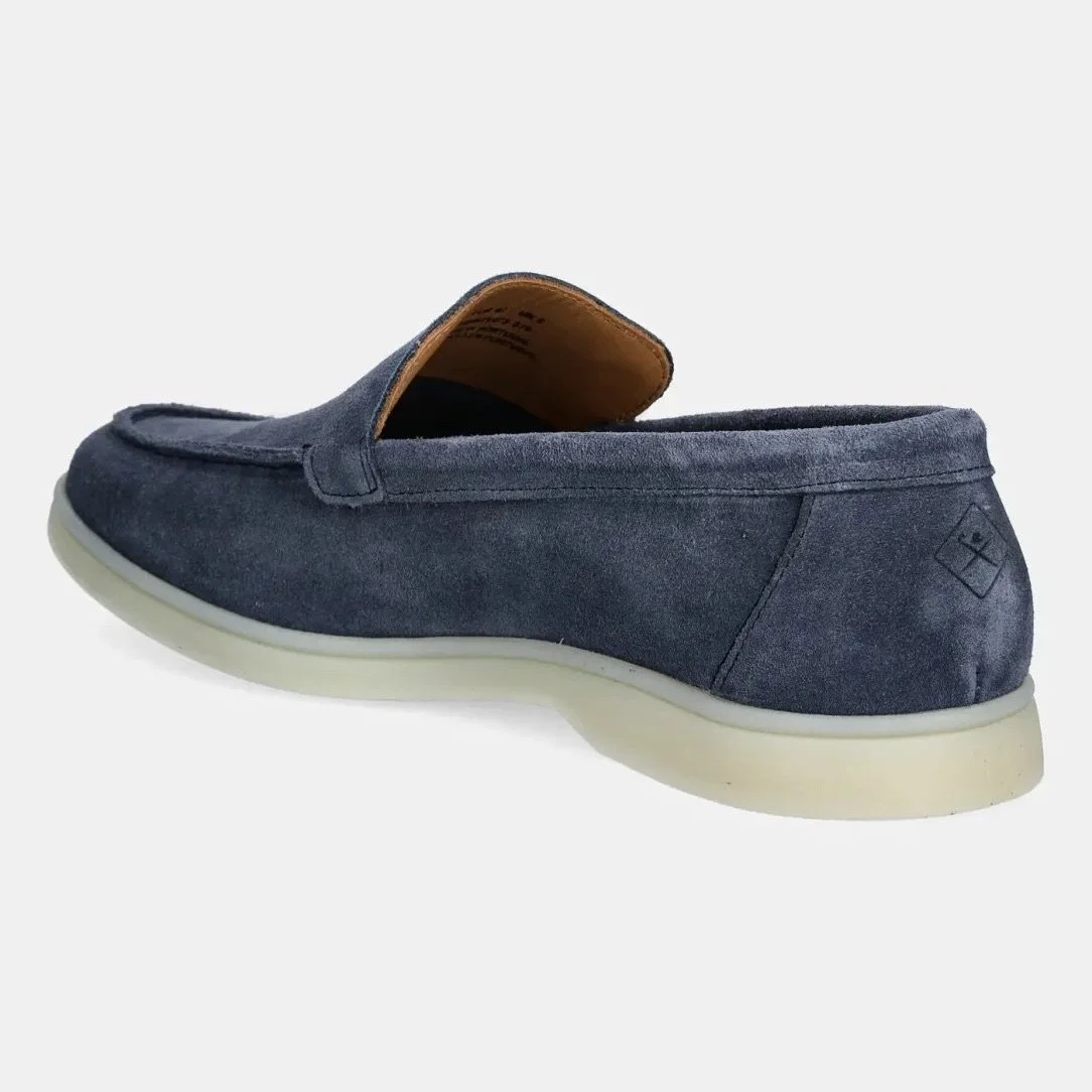 Back View of Hackett Suede Summer Shoe in Blue