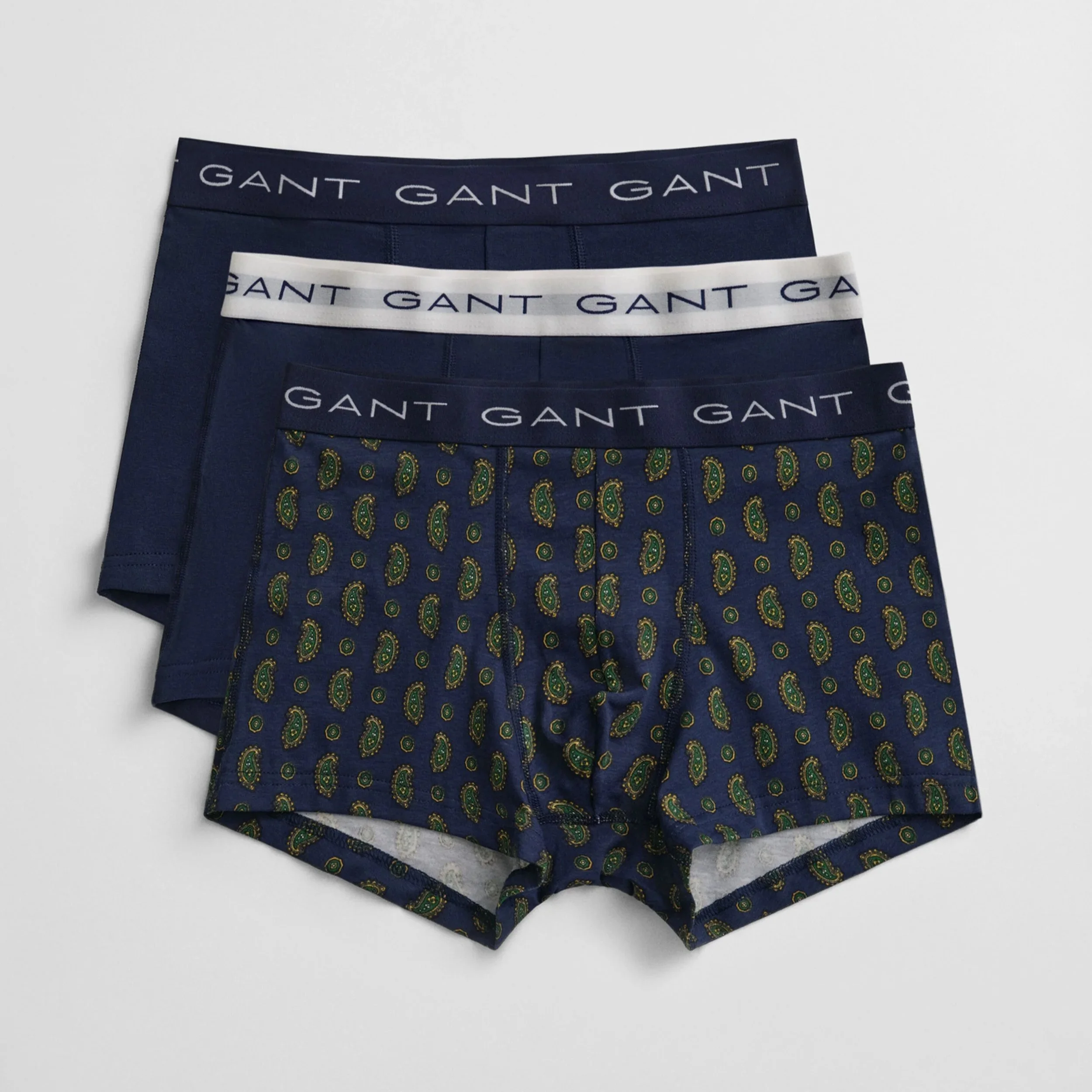 Unboxed View of GANT Paisley Trunks Set in Navy