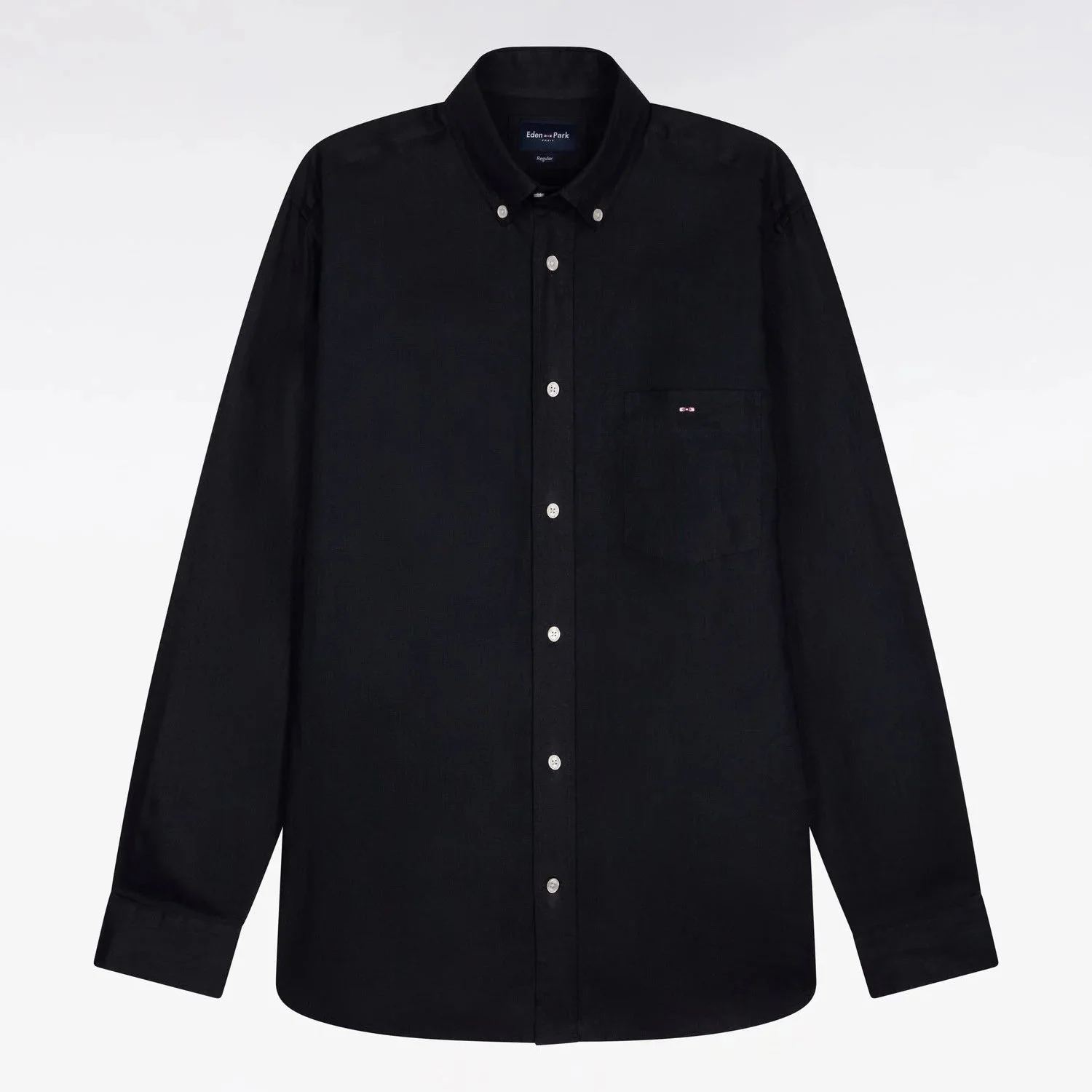 Flat View of Eden Park Linen Sleeve Shirt in Navy