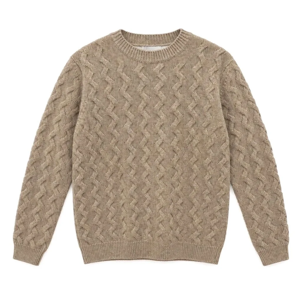 Flat View of SAND Copenhagen Luxury Cashmere Blend Jumper in Champagne Beige