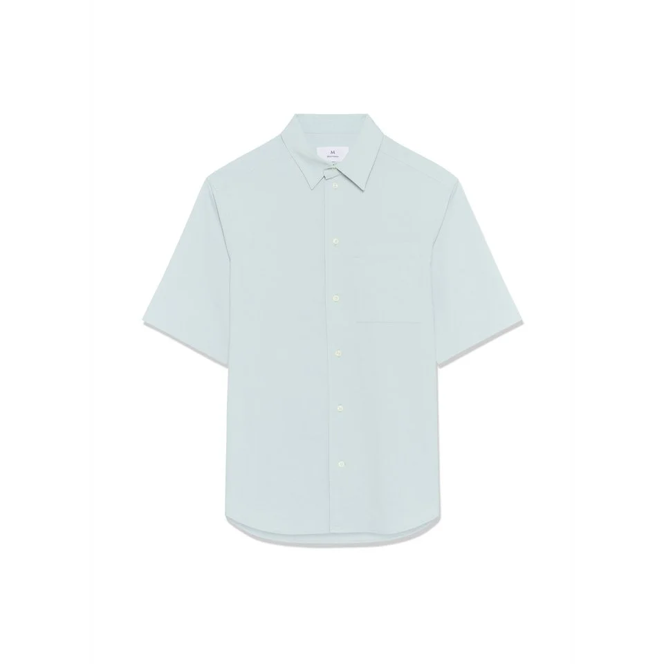 Flat View of Matinique Cotton Short Sleeve Shirt in Light Blue