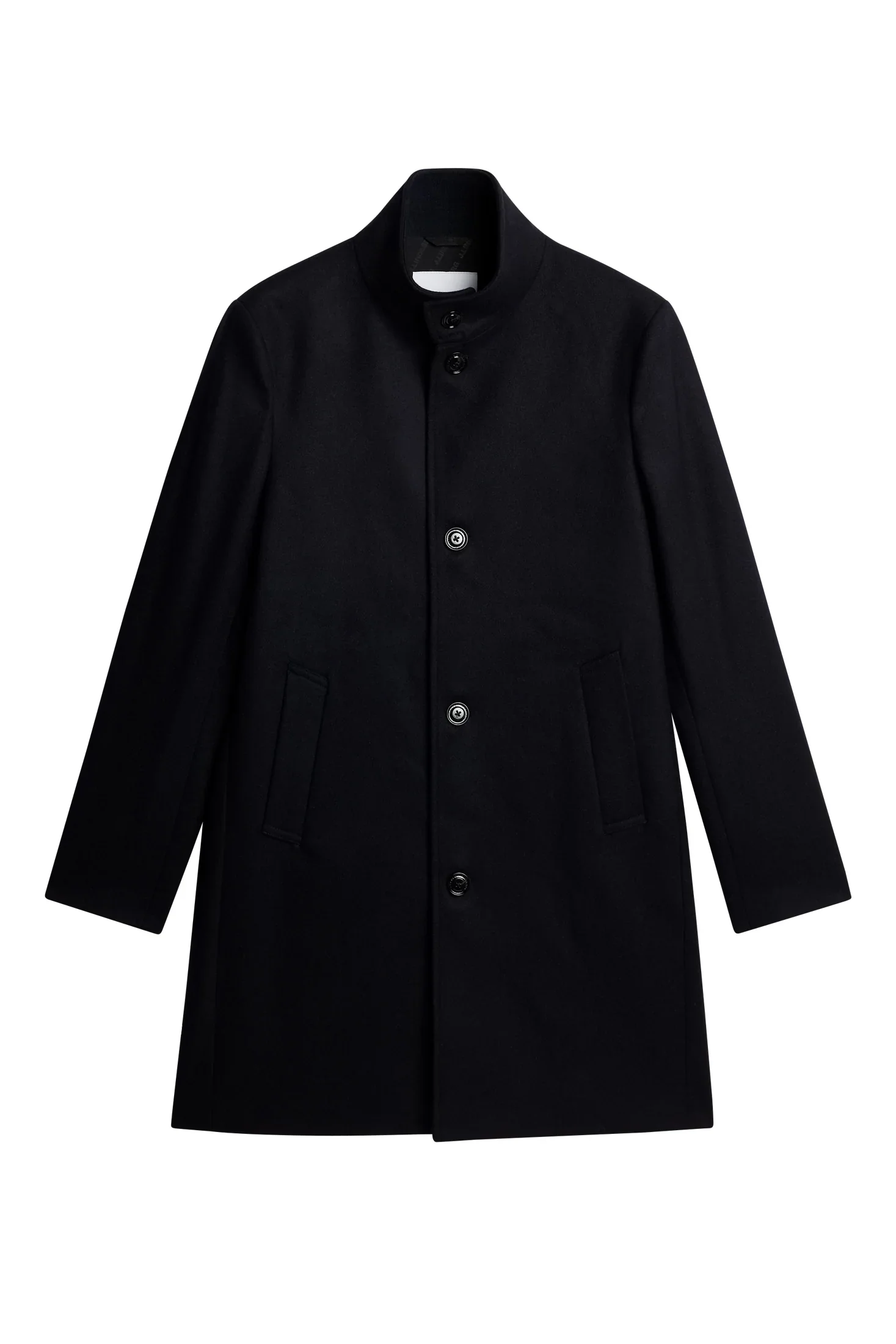 Flat View of J Lindeberg Wool Overcoat in Navy