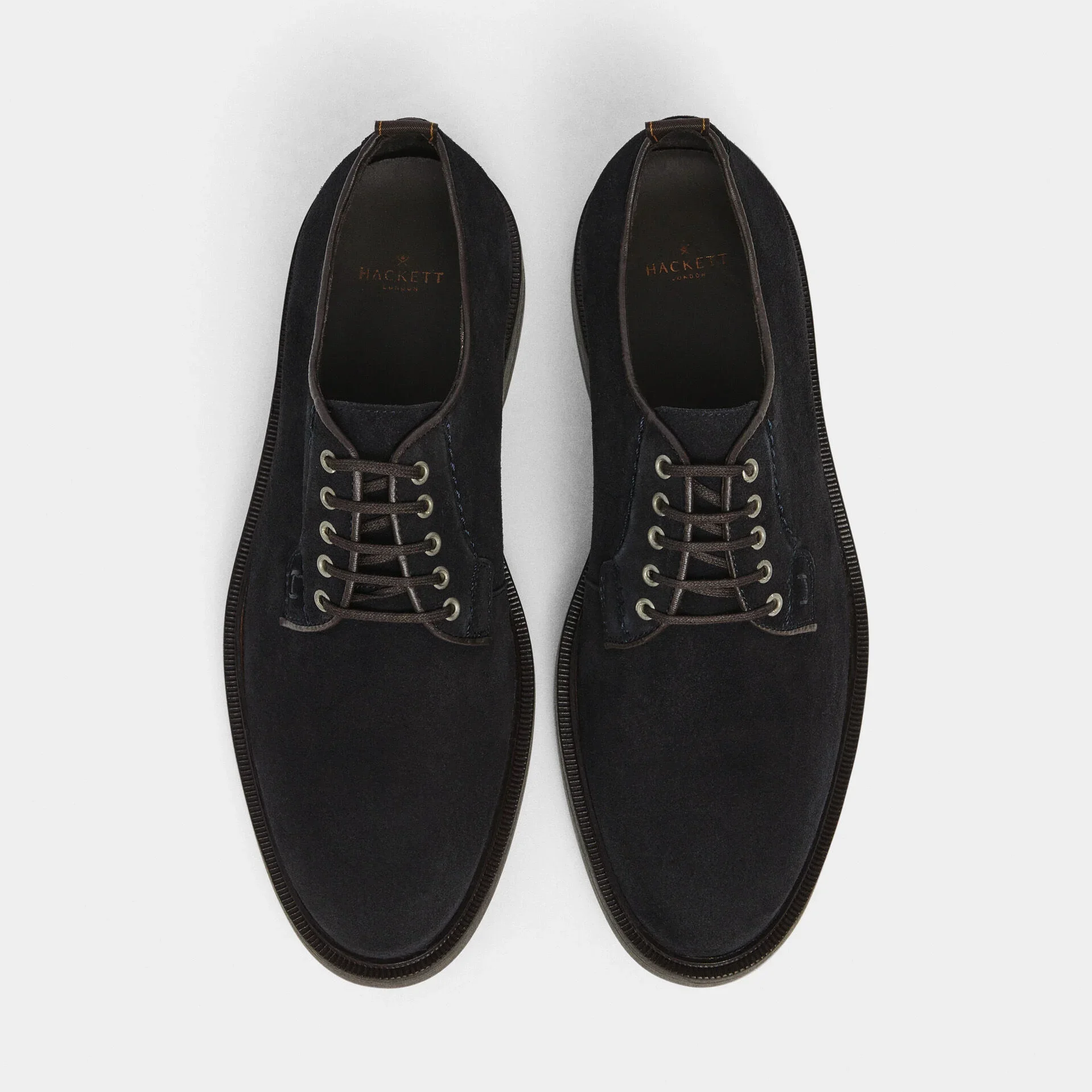 Top View of Hackett Suede Derby Shoe in Navy