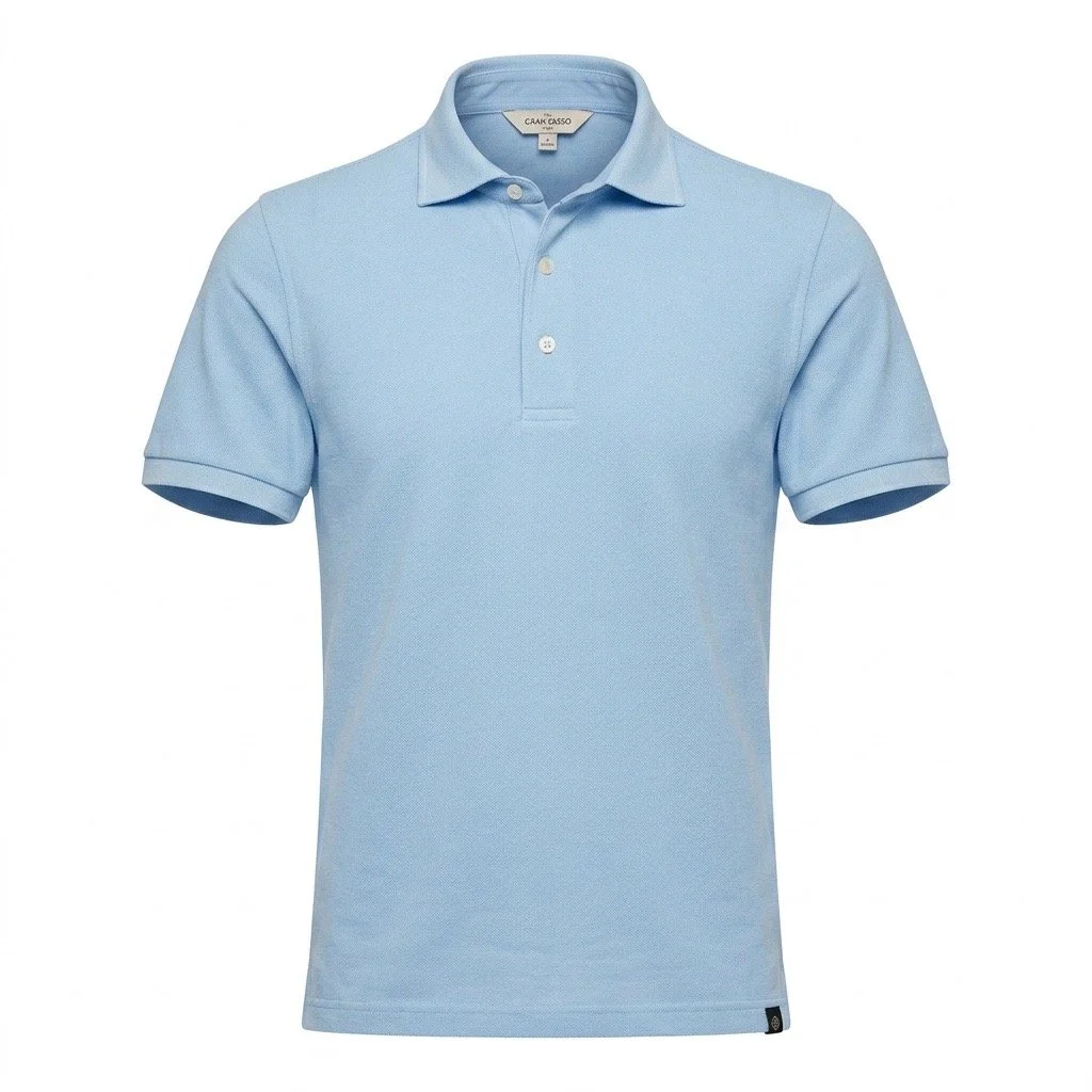 Flat View of Gran Sasso Luxury Mercerised Polo in Light Blue