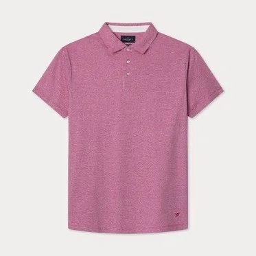 Flat View of Hackett Cotton and Linen Polo in Strong Pink