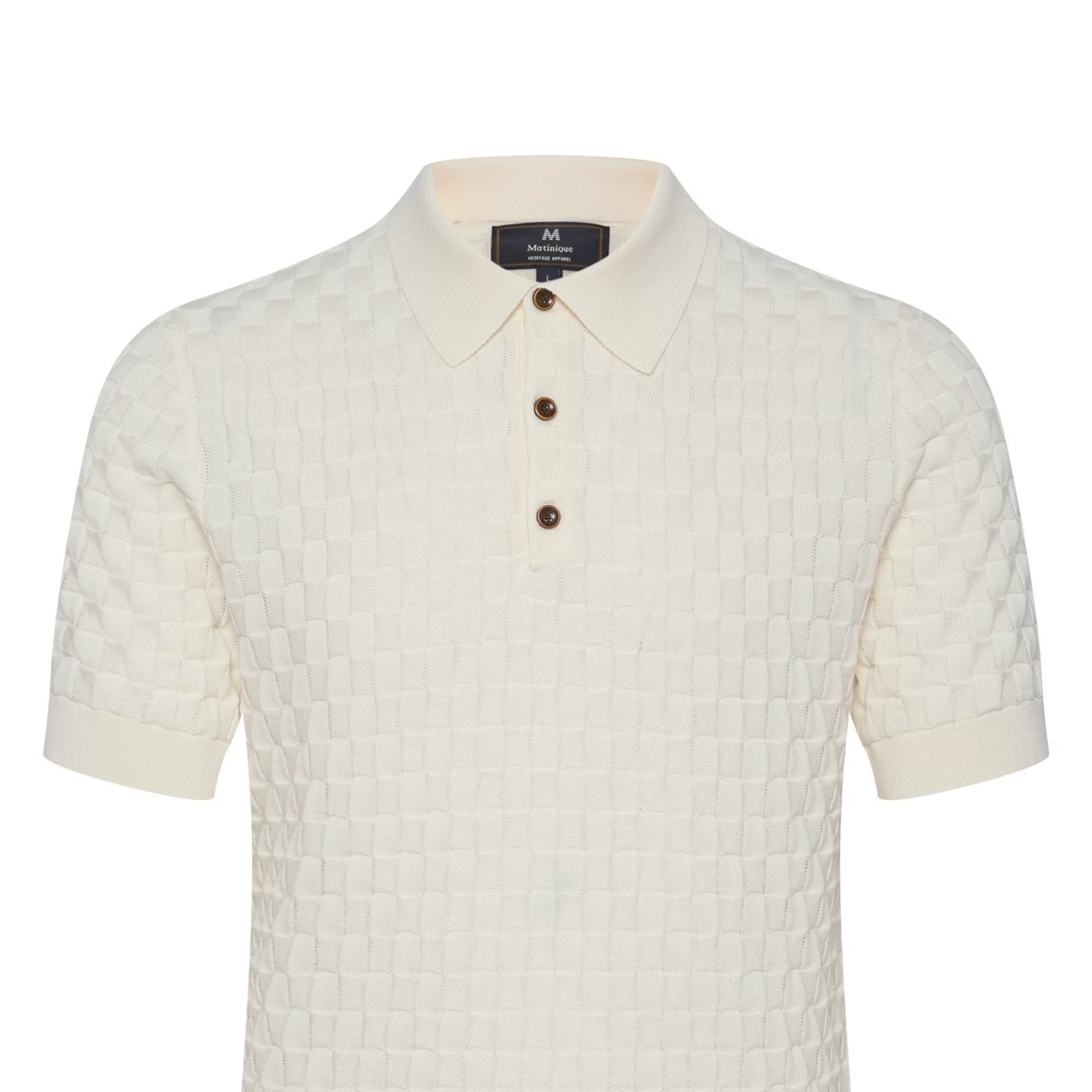 Flat View of Matinique Slim Fit Texture Polo in Cream