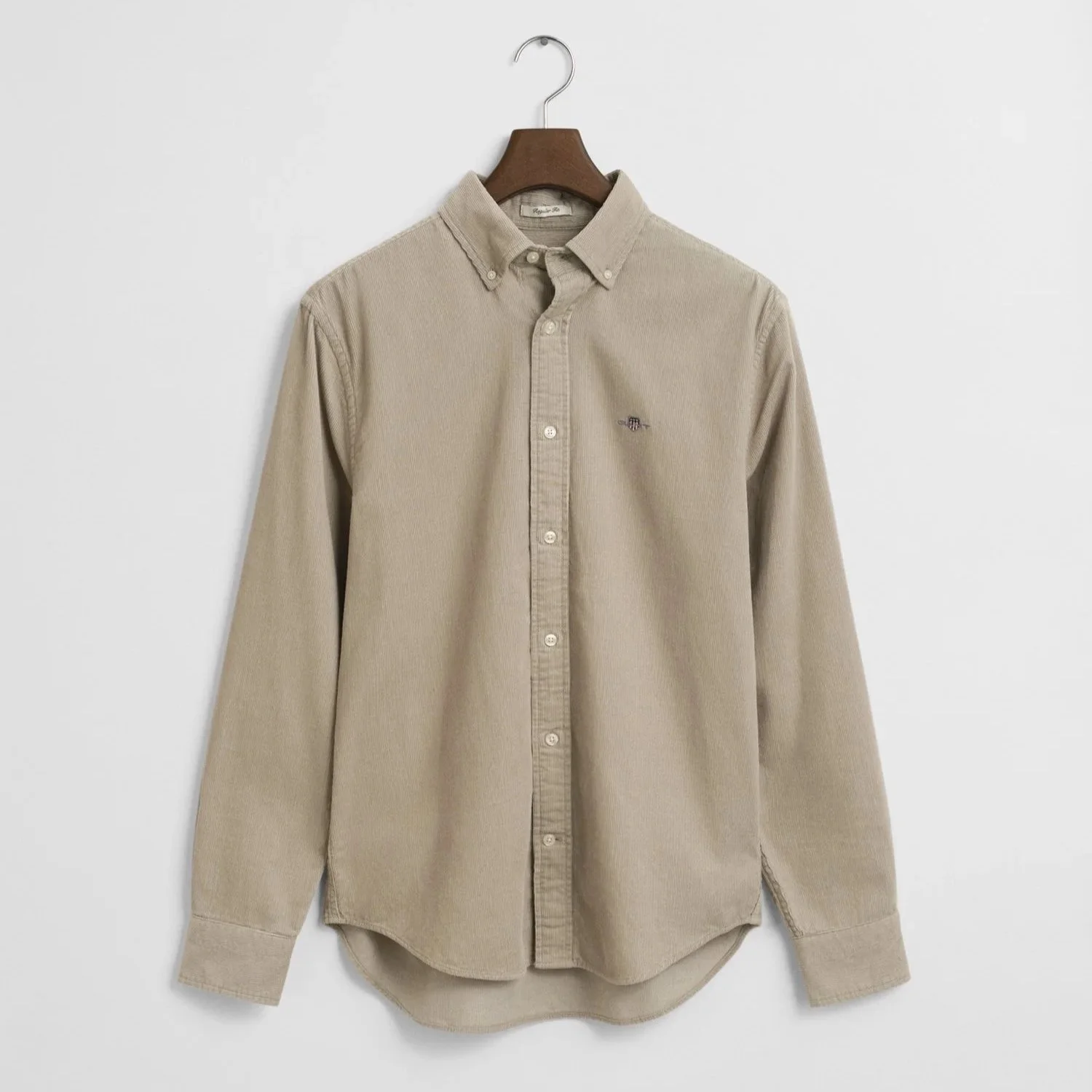 Flat View of GANT Corduroy Shirt in Sand