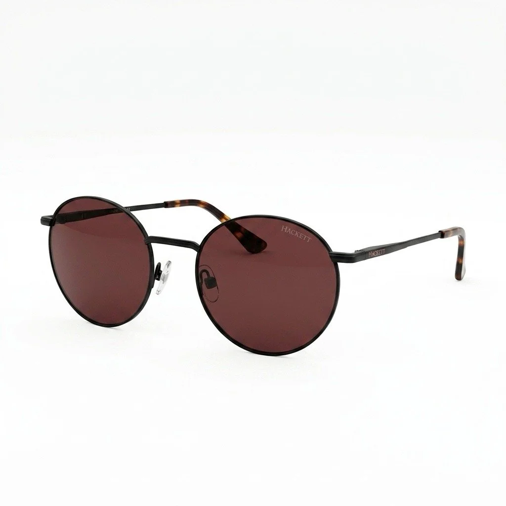 Side View of Hackett Round Sunglasses in Black
