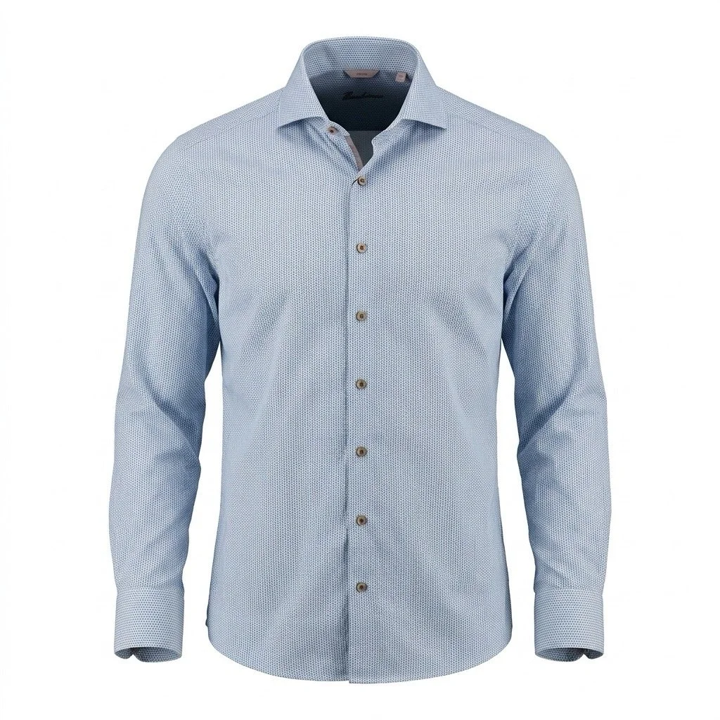 Stenstroms Luxury Micro Print Slim-Fit Shirt - Light Blue