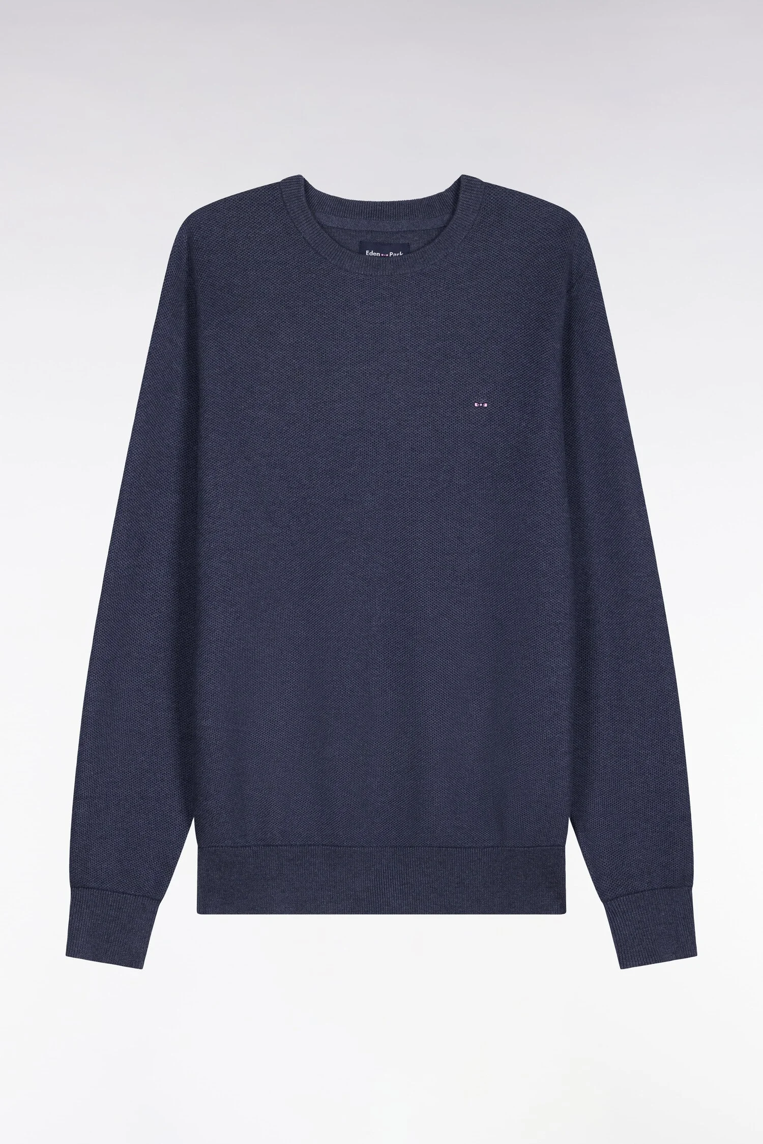 Flat View of Eden Park Texture Jumper in Denim Blue