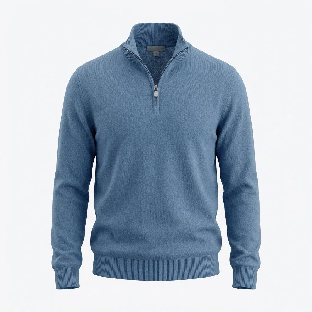 Flat View of Gran Sasso Luxury Half Zip Jumper in Blue