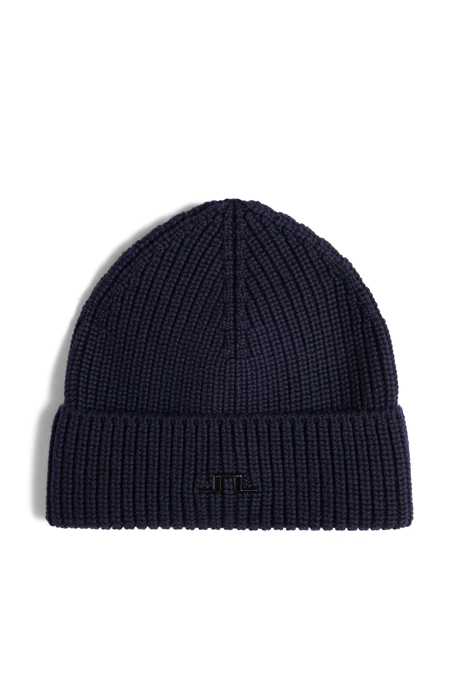Flat View of J Lindeberg Merino Wool Beanie in Navy