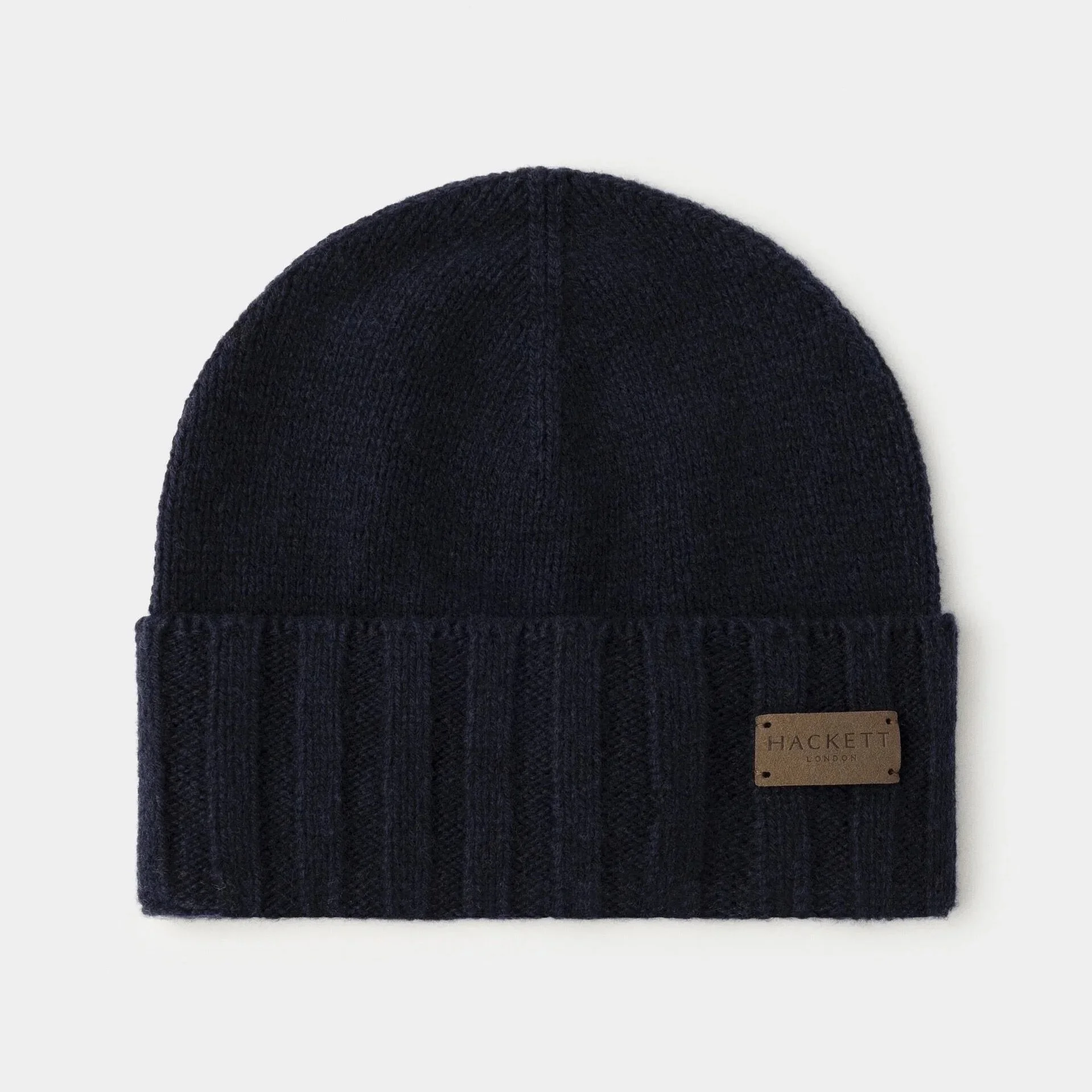 Flat View of Hackett Cashmere Beanie in Navy