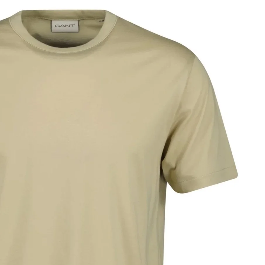 Close View of GANT Pima Cotton T Shirt in Sand