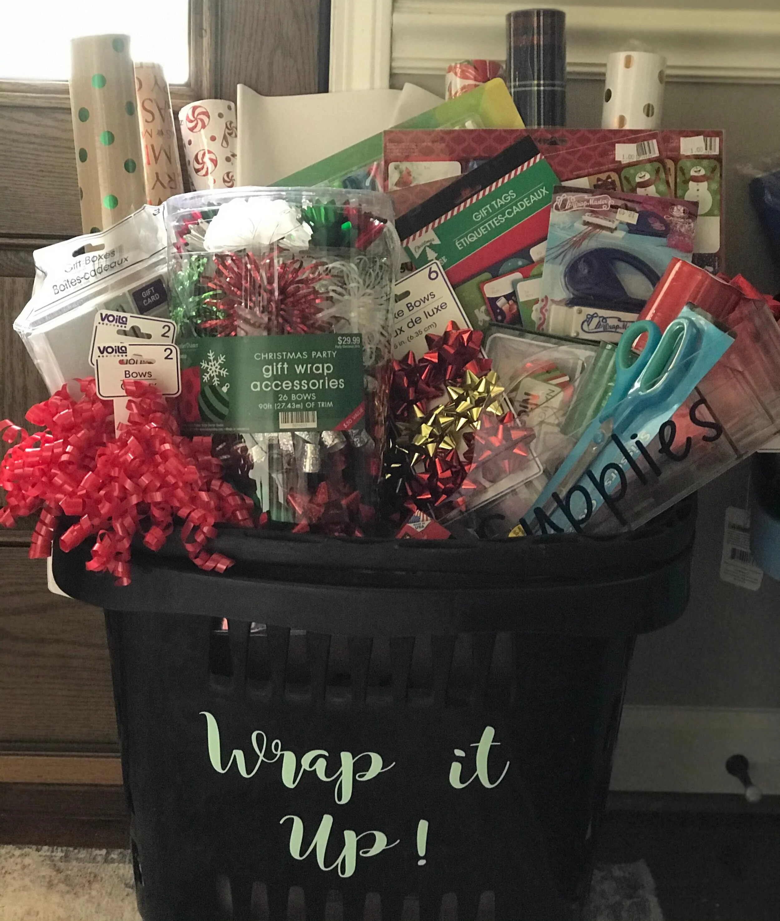 “WRAP IT UP” HOLIDAY WRAPPING BASKET The holidays are right around the corner and we all will be busy shopping for All of our loved ones, but who wants to worry about buying all the wrapping supplies while you are out in the holiday rush. This basket will be perfect for those little elves to wrap all the holiday gifts you bring home! DONOR: 4th Grade Classes VALUE: $145