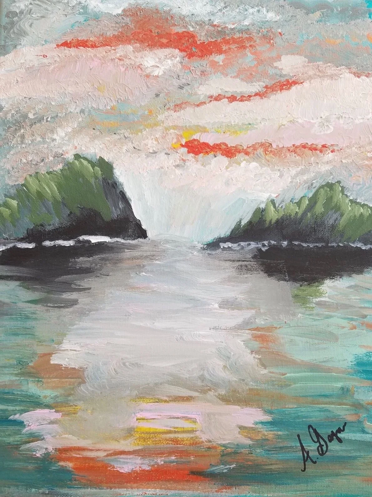 “BE STILL” FRAMED ACRYLIC PAINTING "Be Still" is an 11x14 framed acrylic on canvas landscape painting and is sure to complement any home. DONOR: Ashley Gaymon VALUE: $90