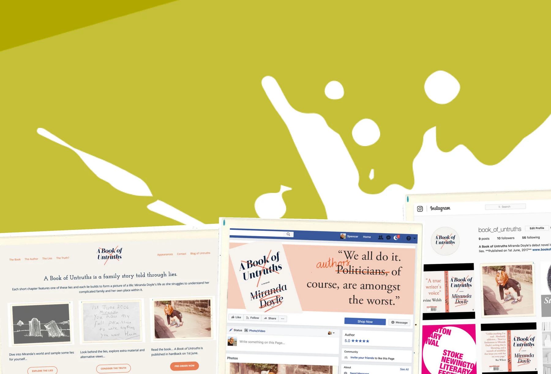 Website and social media profiles for A Book of Untruths