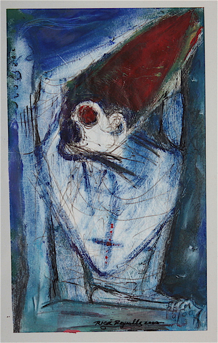 POPE ink, oil on paper 5x8"