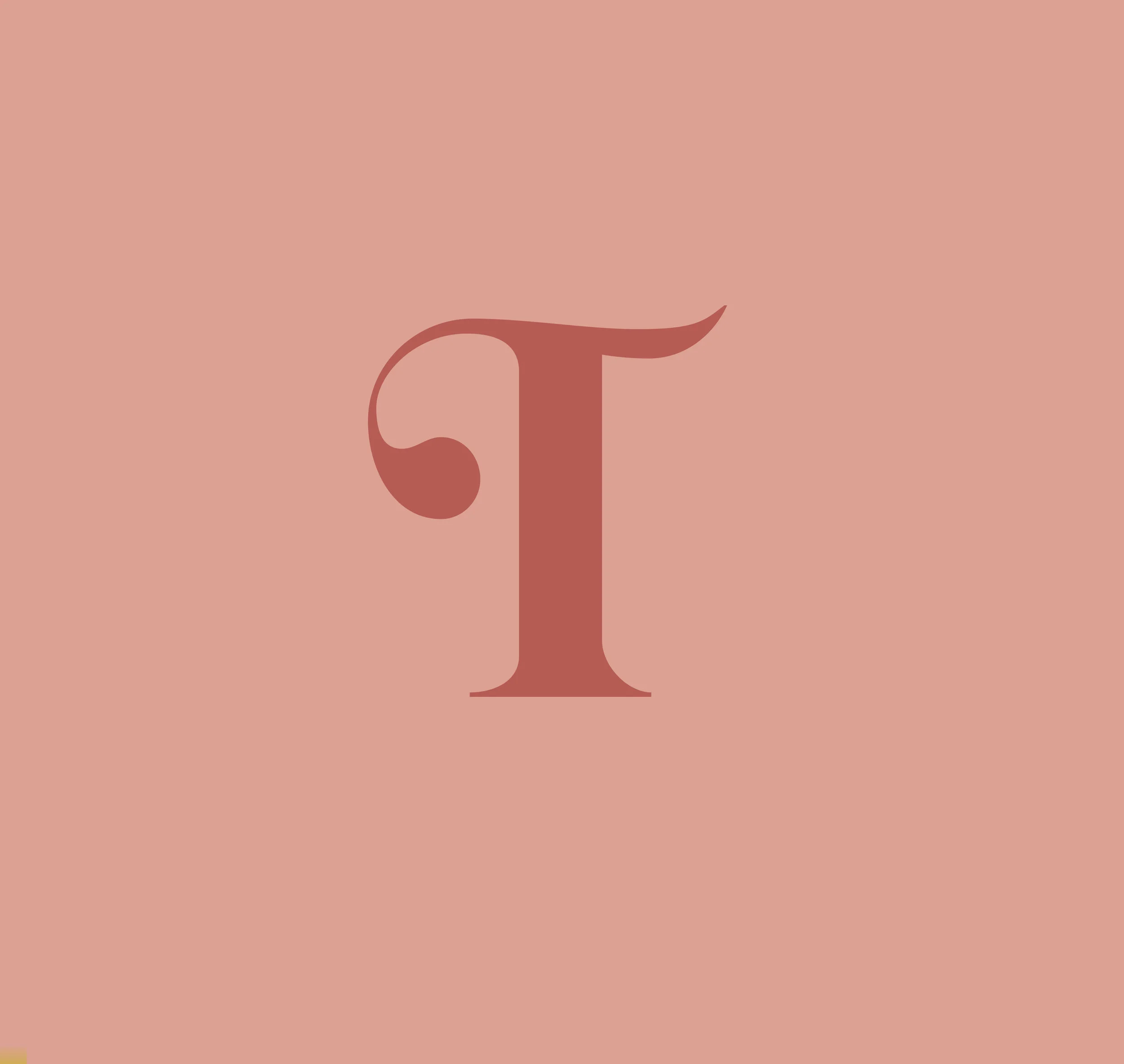 Stylized letter T on a peach background