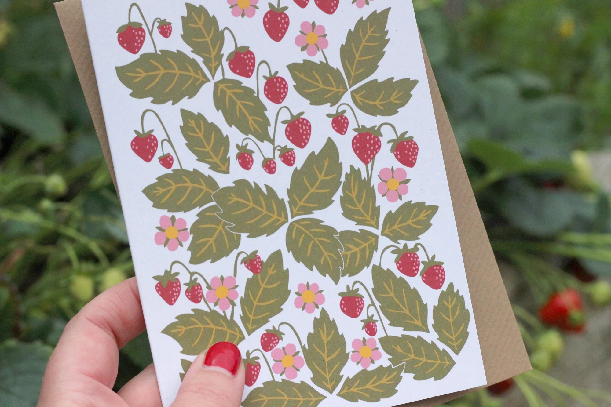 Summer Strawberries greetings card