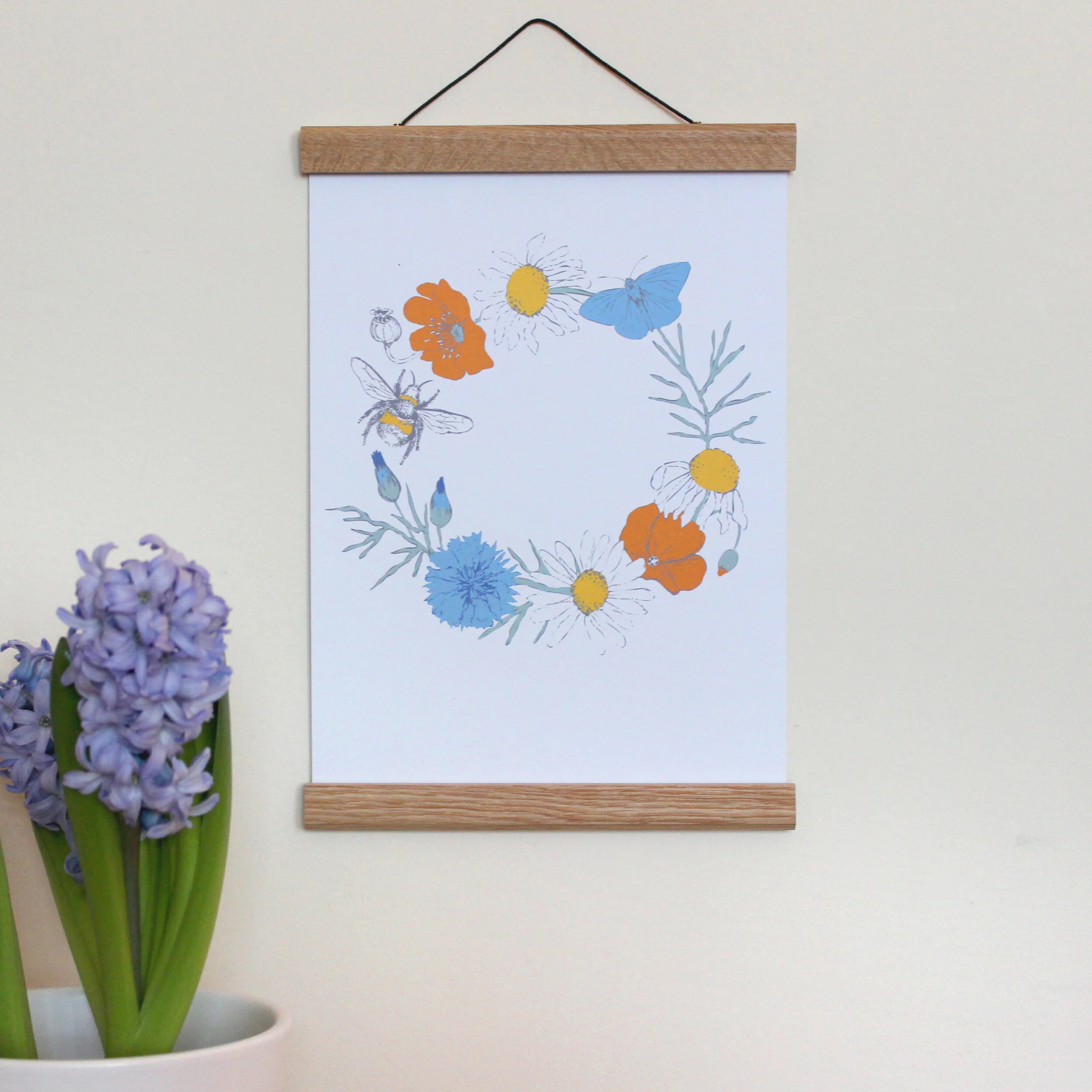 SALE - Cornish Wildflower wreath wall art