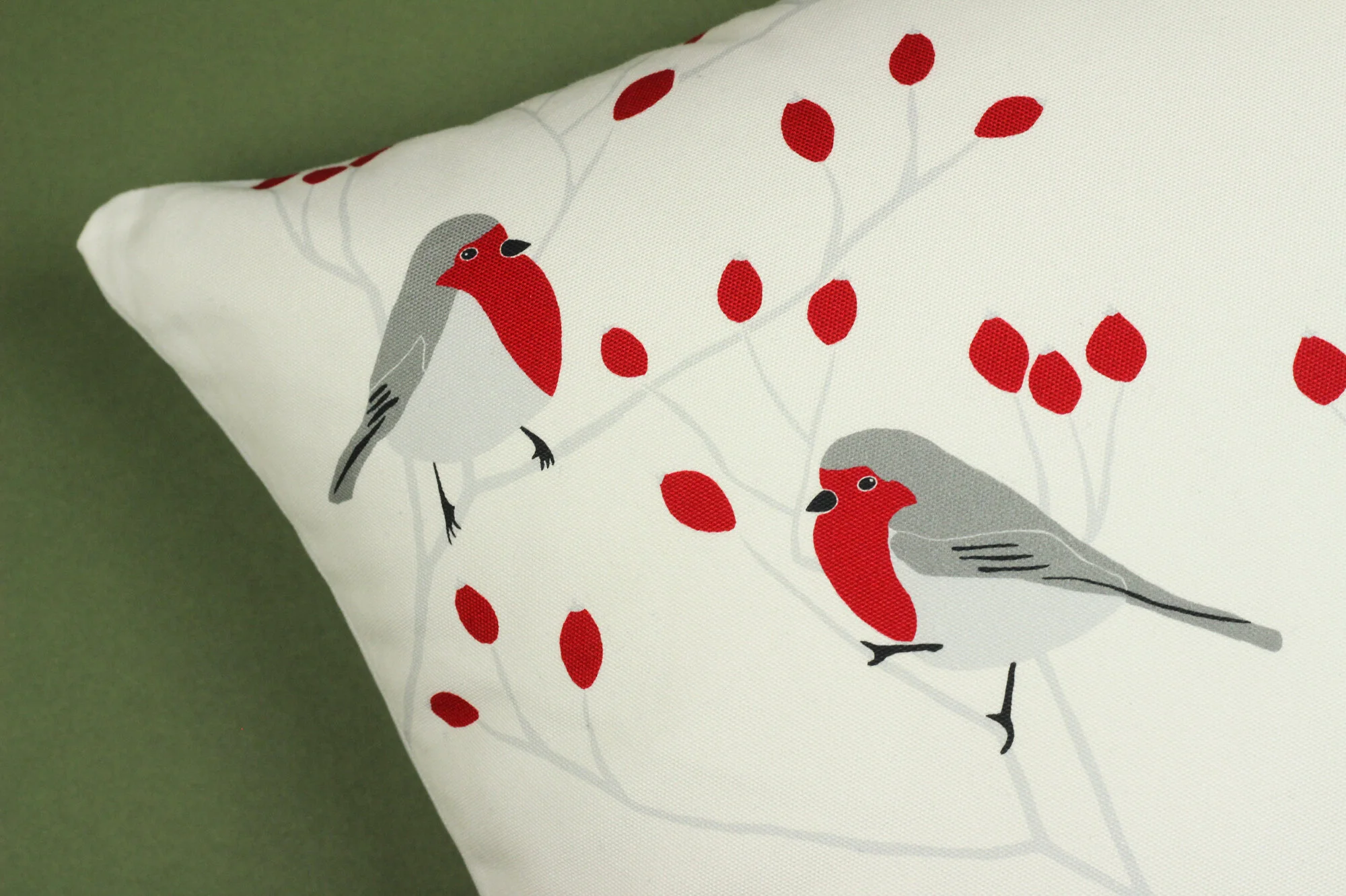 SALE - Robin and Rosehip cushion