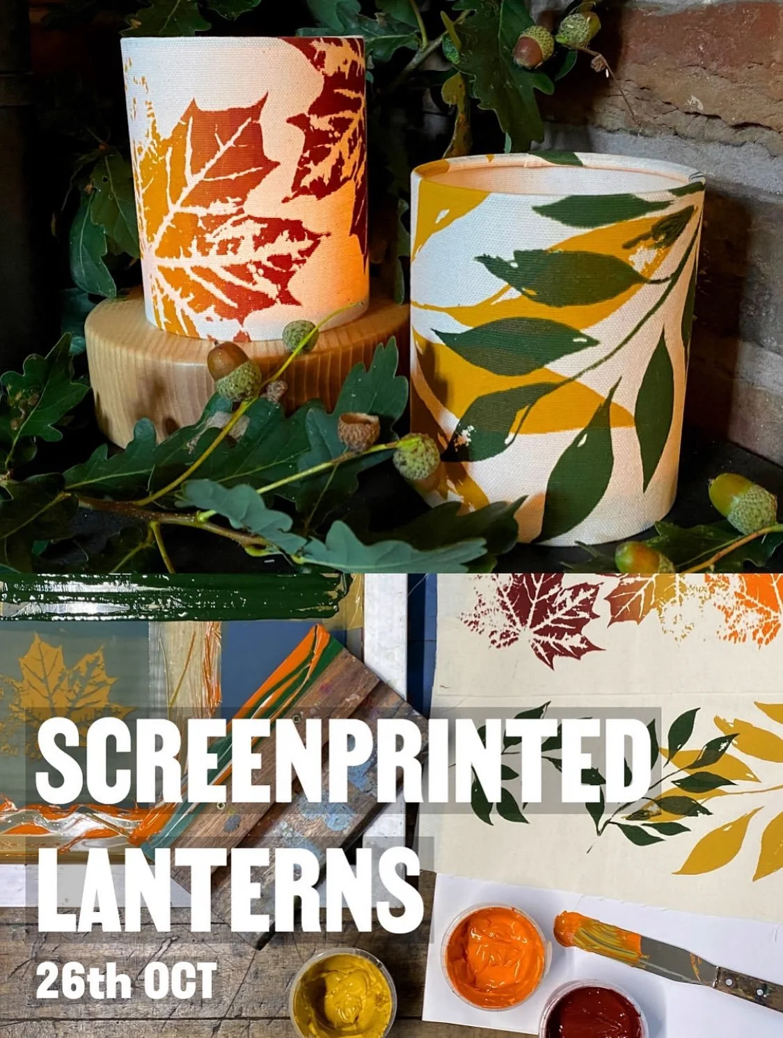 Just 2 places left on my Screenprinted lanterns workshop this Sunday if you&rsquo;d like to join me ☺️

⏰ Sun 26th October @hotbedpress 

Come and learn to Screenprint your own autumnal lanterns with me at the wonderful @hotbedpress in Salford!

In t