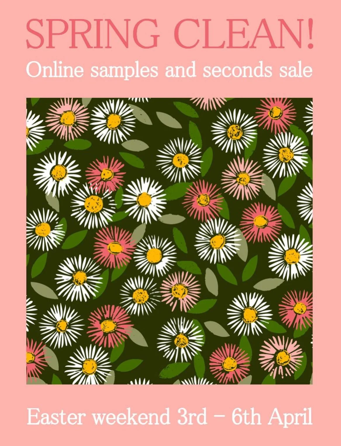 Join me this weekend for my biggest online sale yet! 

What is a samples and seconds sale you may ask?

This will be your chance to purchase products from my collection at a fraction of the price.

Some products are simply one-off samples, and others